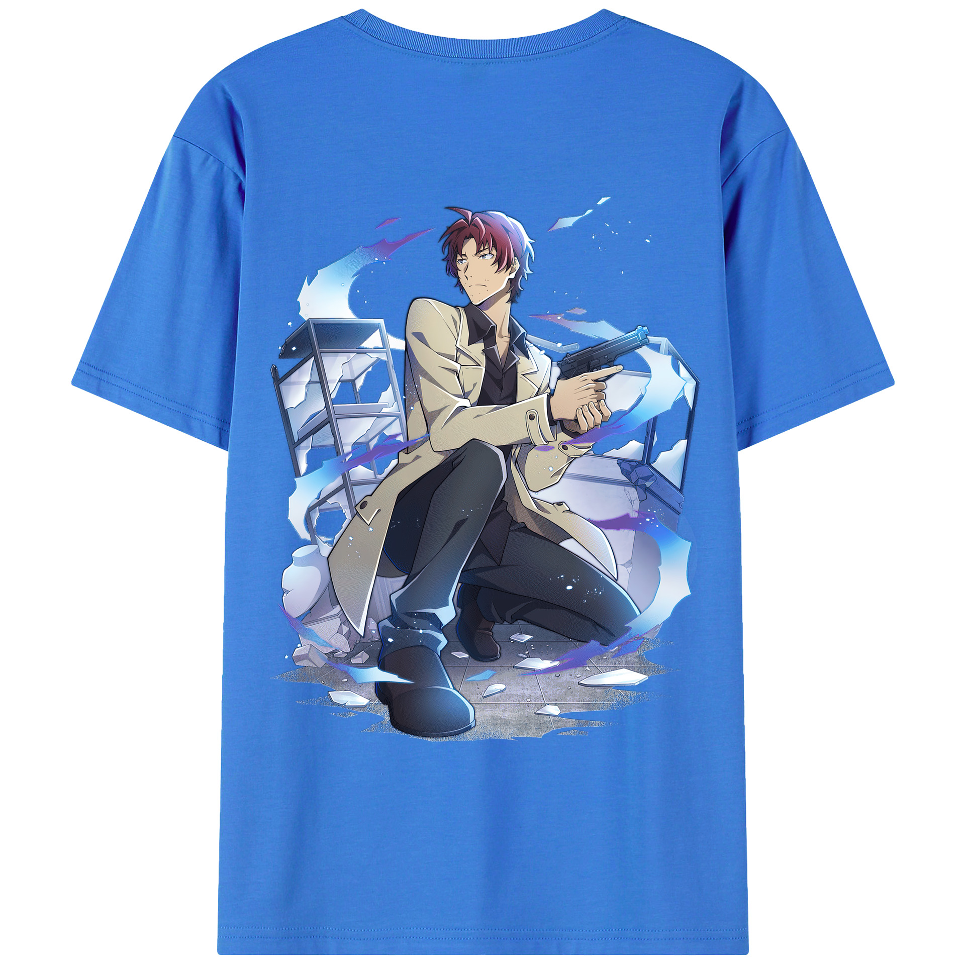 （画像用） 文豪ストレイドッグス Bungo Stray Dogs 綿100％ メンズ半袖Tシャツ（バックプリント） 通気性