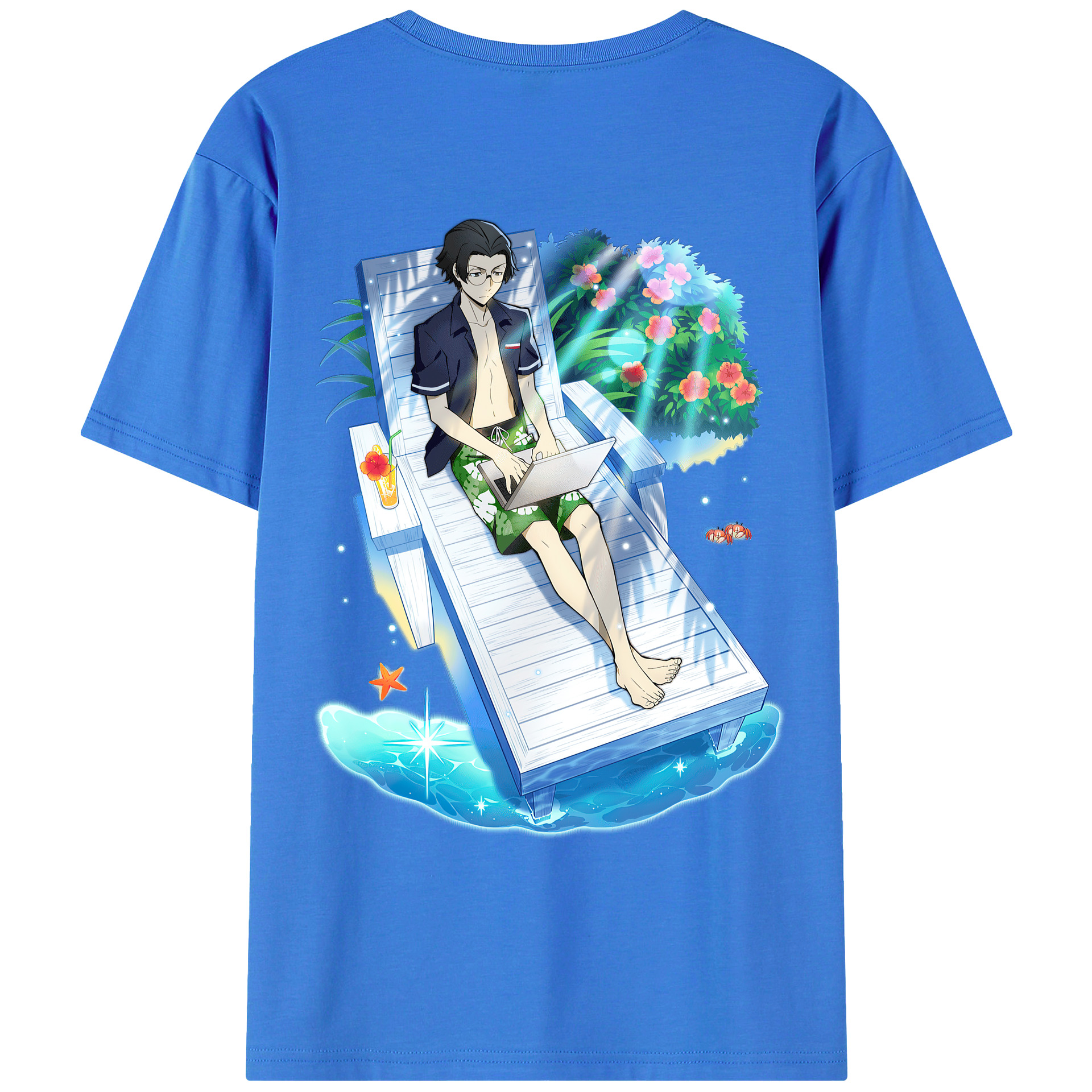 （画像用） 文豪ストレイドッグス Bungo Stray Dogs 綿100％ メンズ半袖Tシャツ（バックプリント） 通気性
