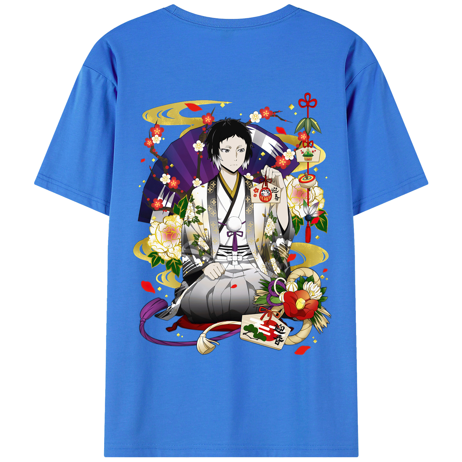 （画像用） 文豪ストレイドッグス Bungo Stray Dogs 綿100％ メンズ半袖Tシャツ（バックプリント） 通気性