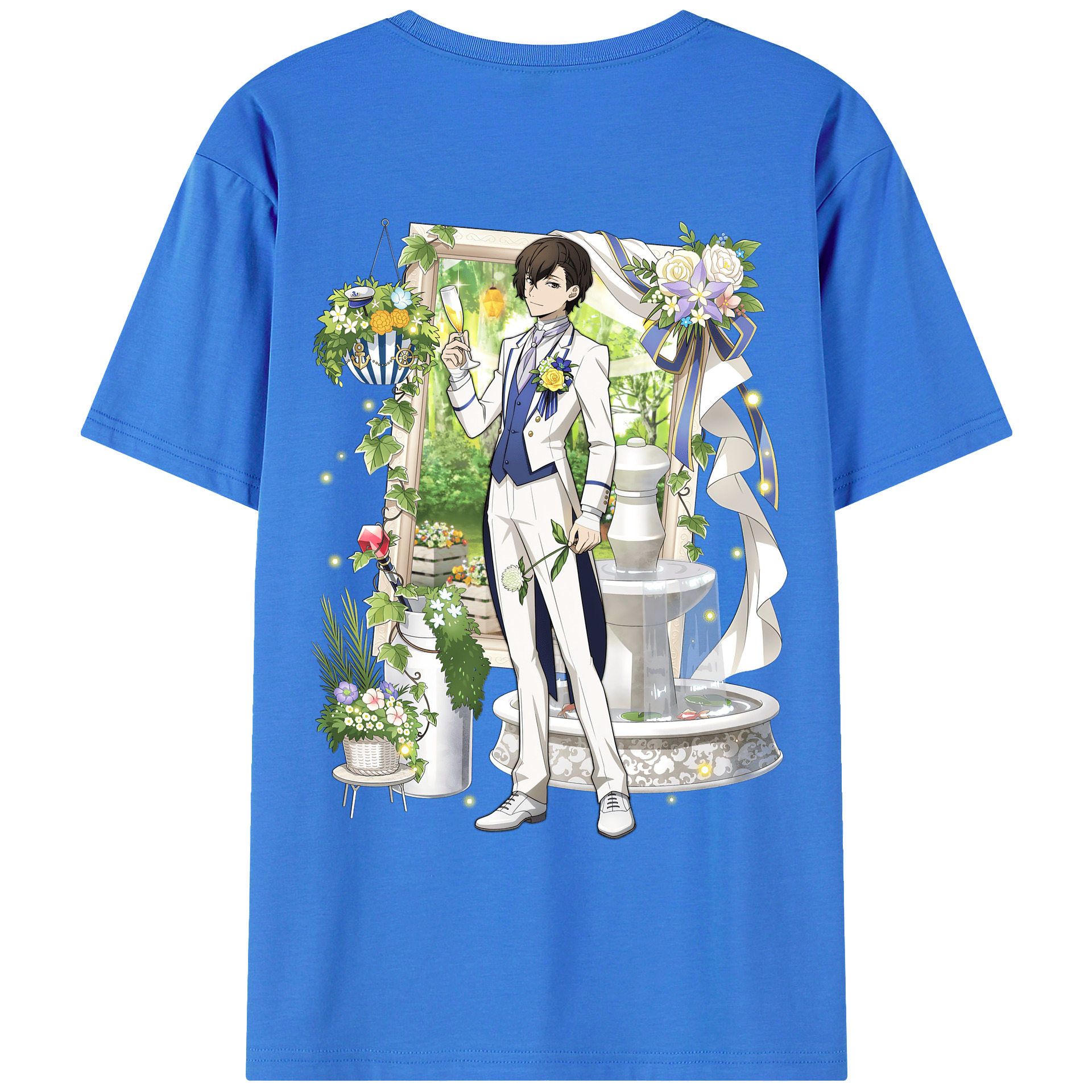 （画像用） 文豪ストレイドッグス Bungo Stray Dogs 綿100％ メンズ半袖Tシャツ（バックプリント） 通気性