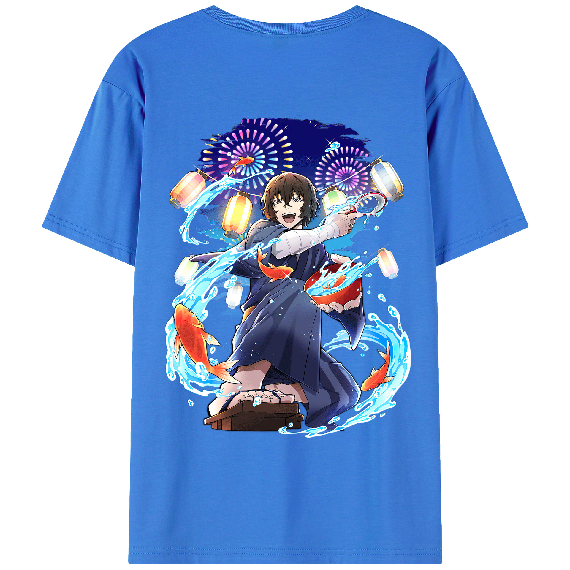 （画像用） 文豪ストレイドッグス Bungo Stray Dogs 綿100％ メンズ半袖Tシャツ（バックプリント） 通気性