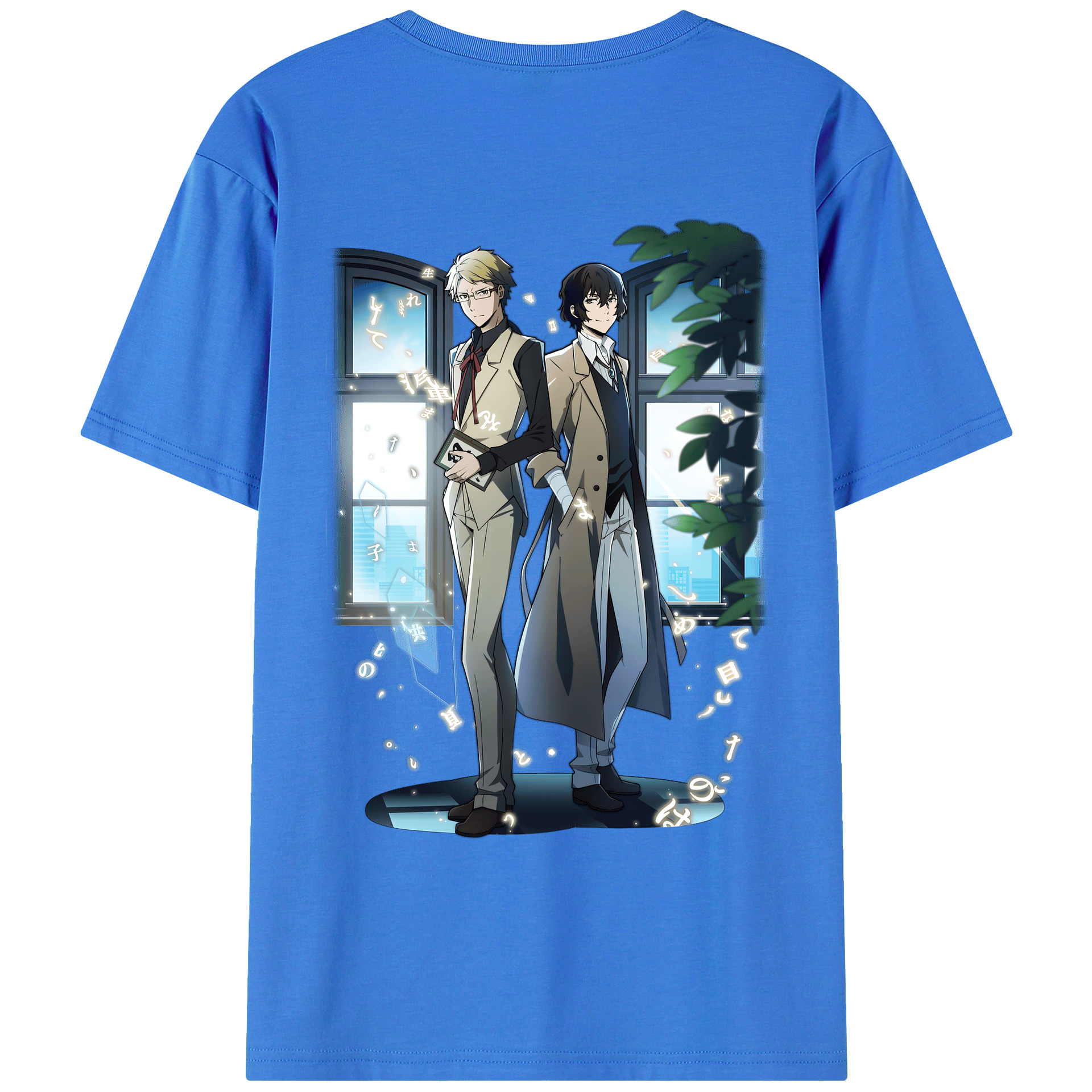 （画像用） 文豪ストレイドッグス Bungo Stray Dogs 綿100％ メンズ半袖Tシャツ（バックプリント） 通気性