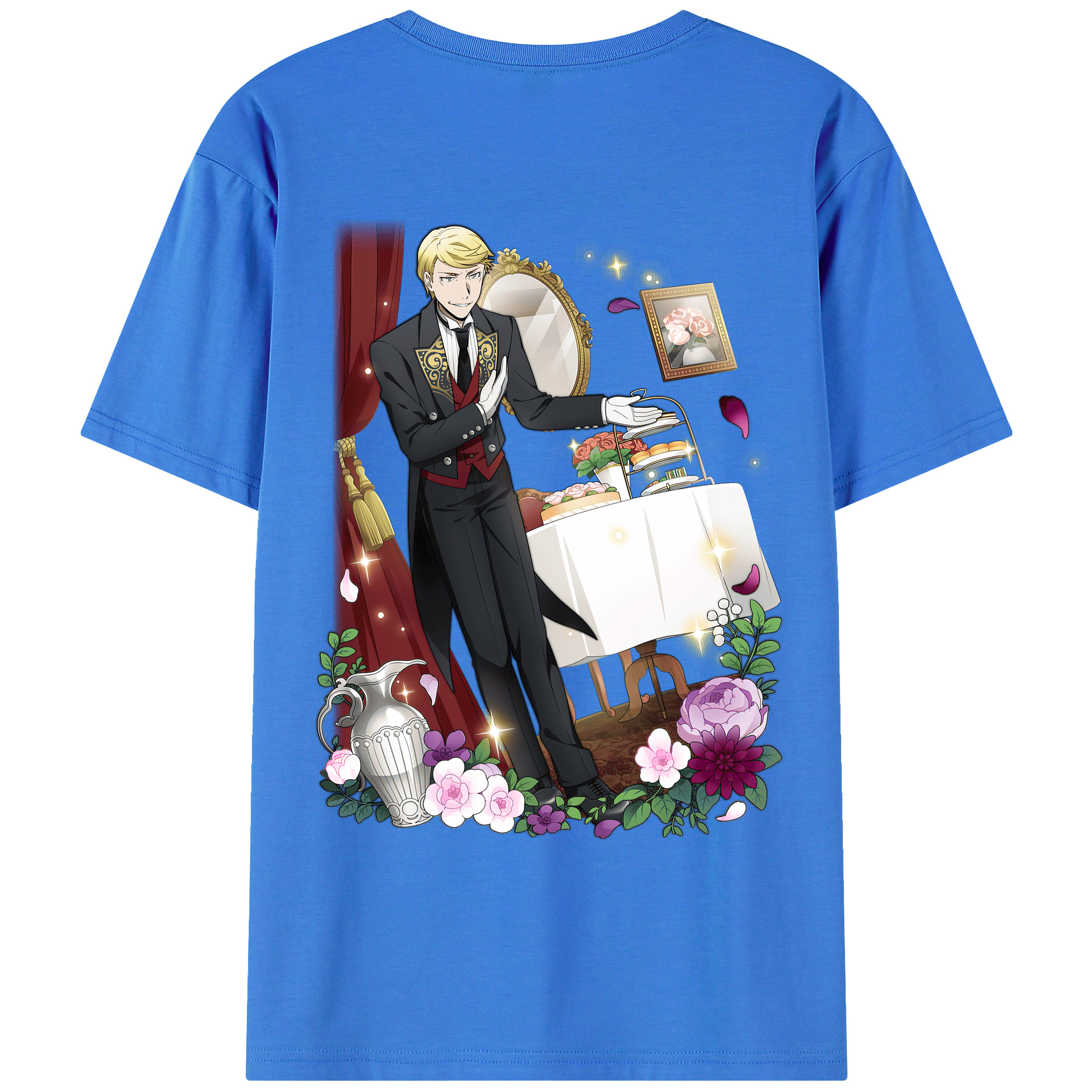 （画像用） 文豪ストレイドッグス Bungo Stray Dogs 綿100％ メンズ半袖Tシャツ（バックプリント） 通気性