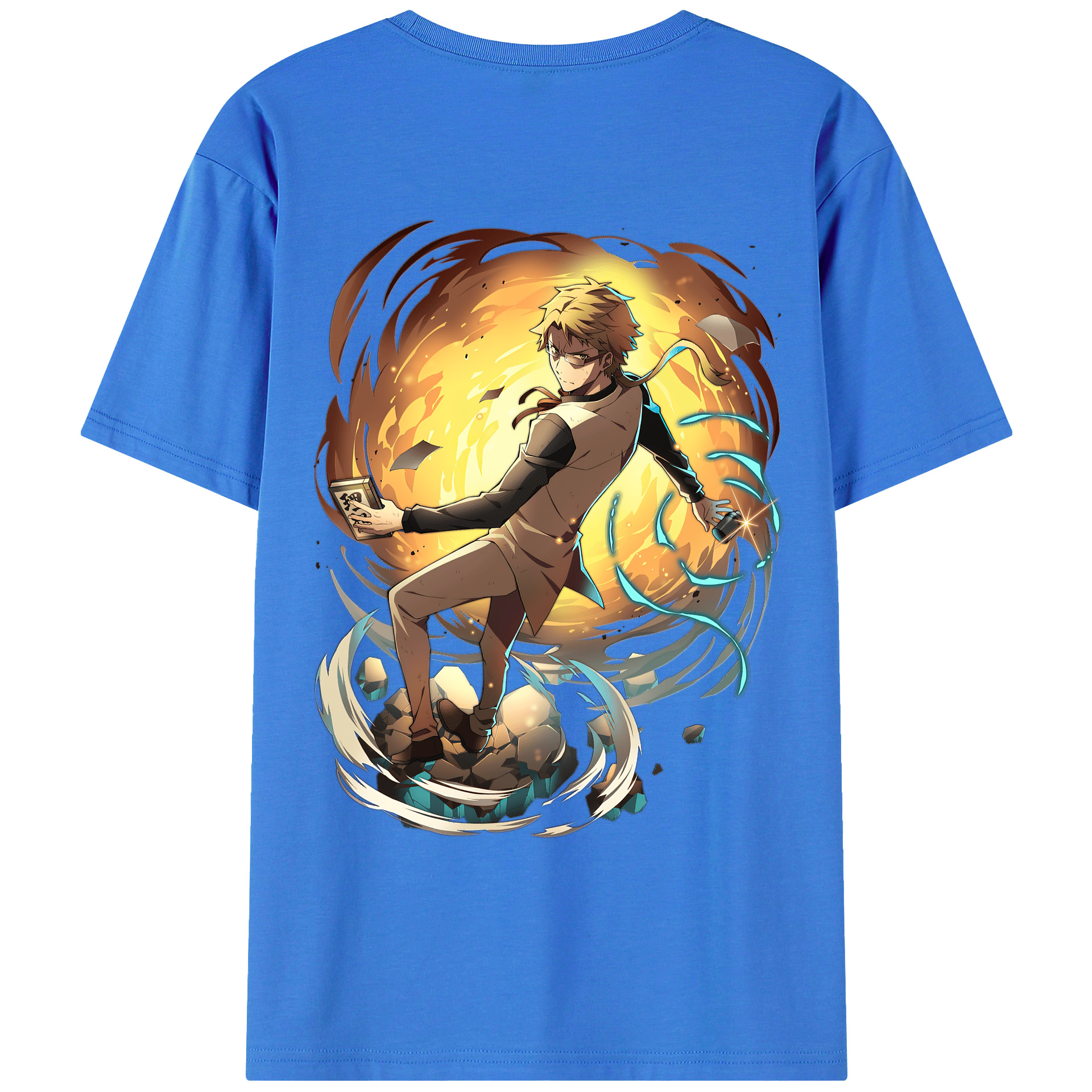 （画像用） 文豪ストレイドッグス Bungo Stray Dogs 綿100％ メンズ半袖Tシャツ（バックプリント） 通気性