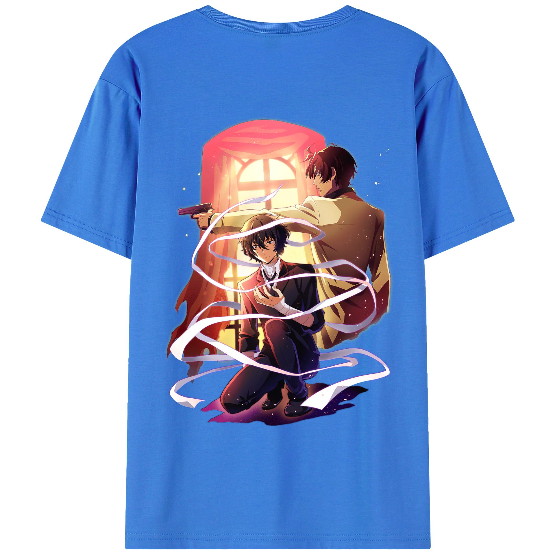 （画像用） 文豪ストレイドッグス Bungo Stray Dogs 綿100％ メンズ半袖Tシャツ（バックプリント） 通気性