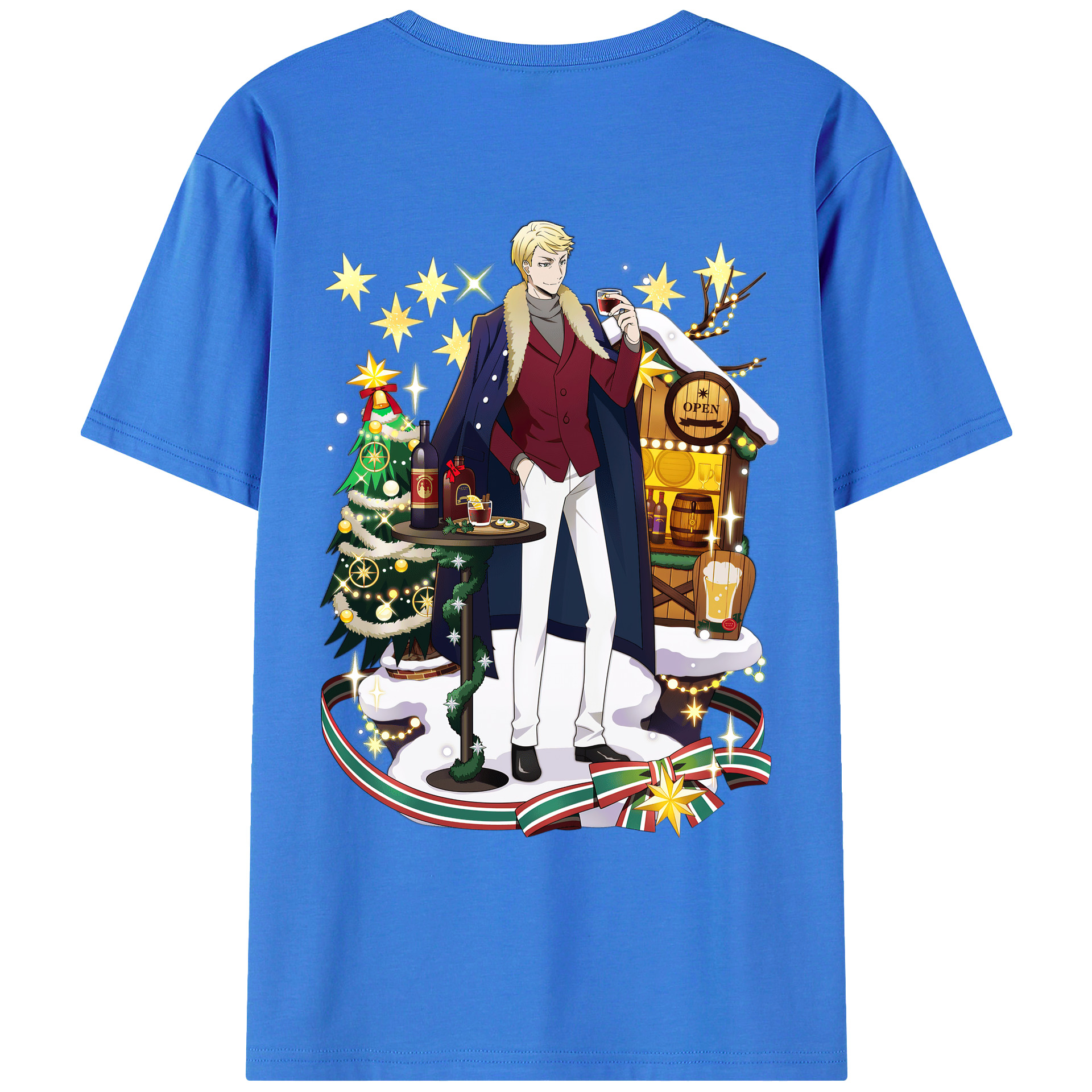 （画像用） 文豪ストレイドッグス Bungo Stray Dogs 綿100％ メンズ半袖Tシャツ（バックプリント） 通気性