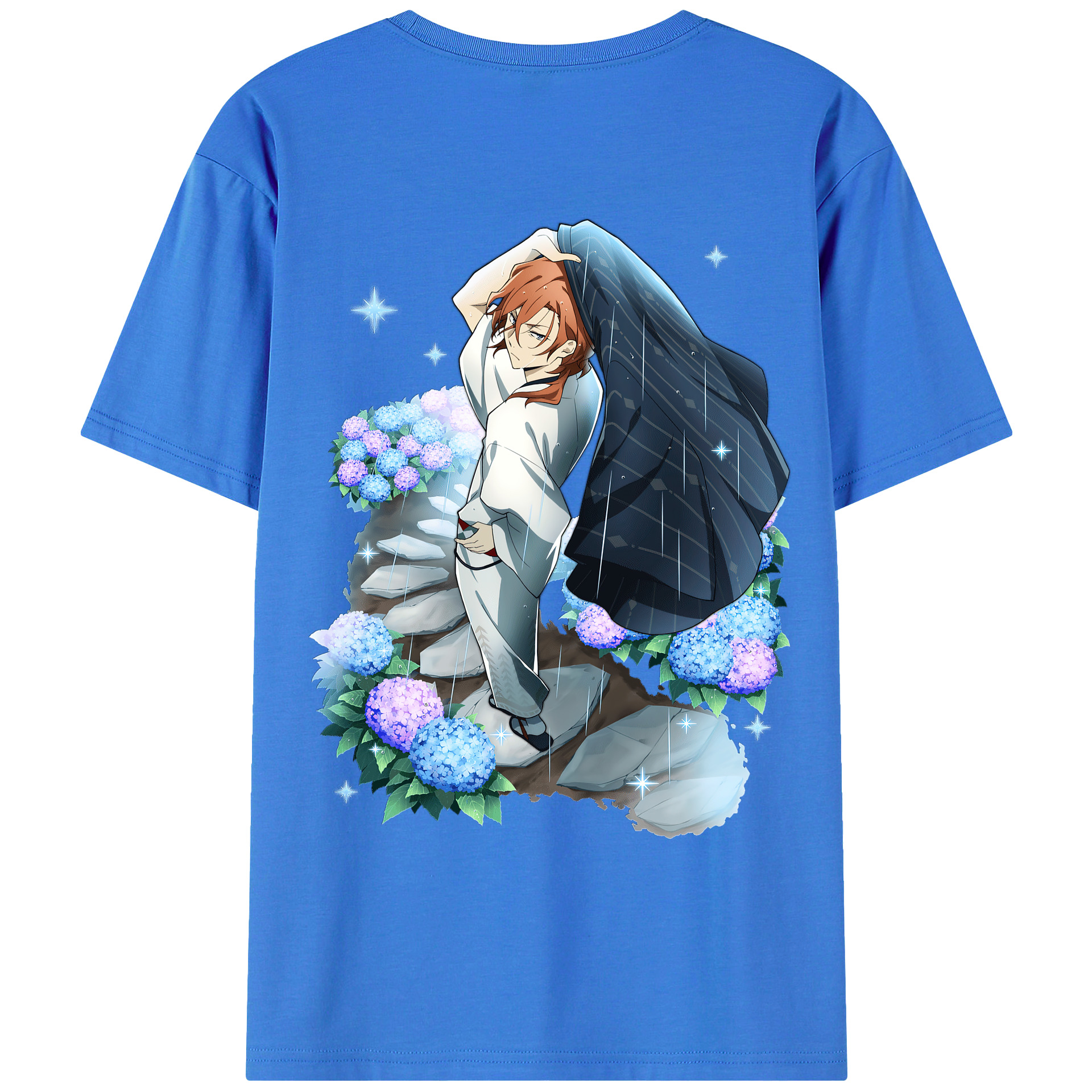 （画像用） 文豪ストレイドッグス Bungo Stray Dogs 綿100％ メンズ半袖Tシャツ（バックプリント） 通気性