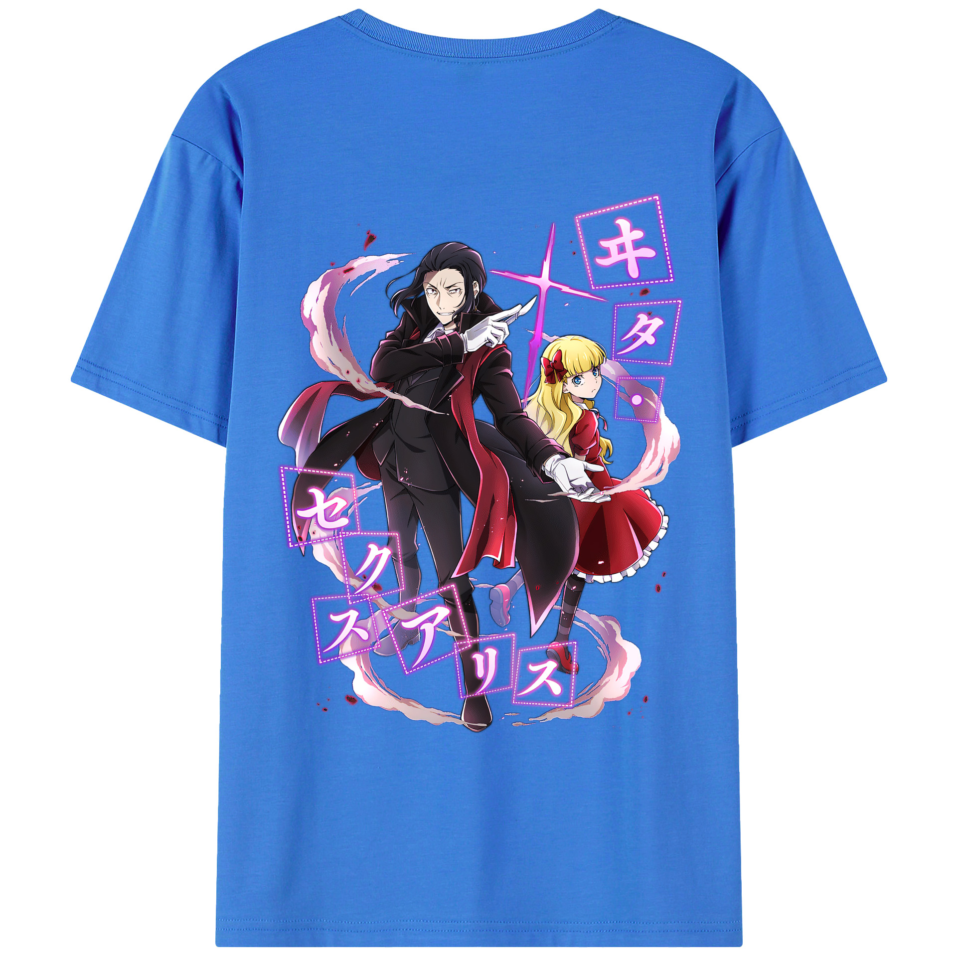 （画像用） 文豪ストレイドッグス Bungo Stray Dogs 綿100％ メンズ半袖Tシャツ（バックプリント） 通気性