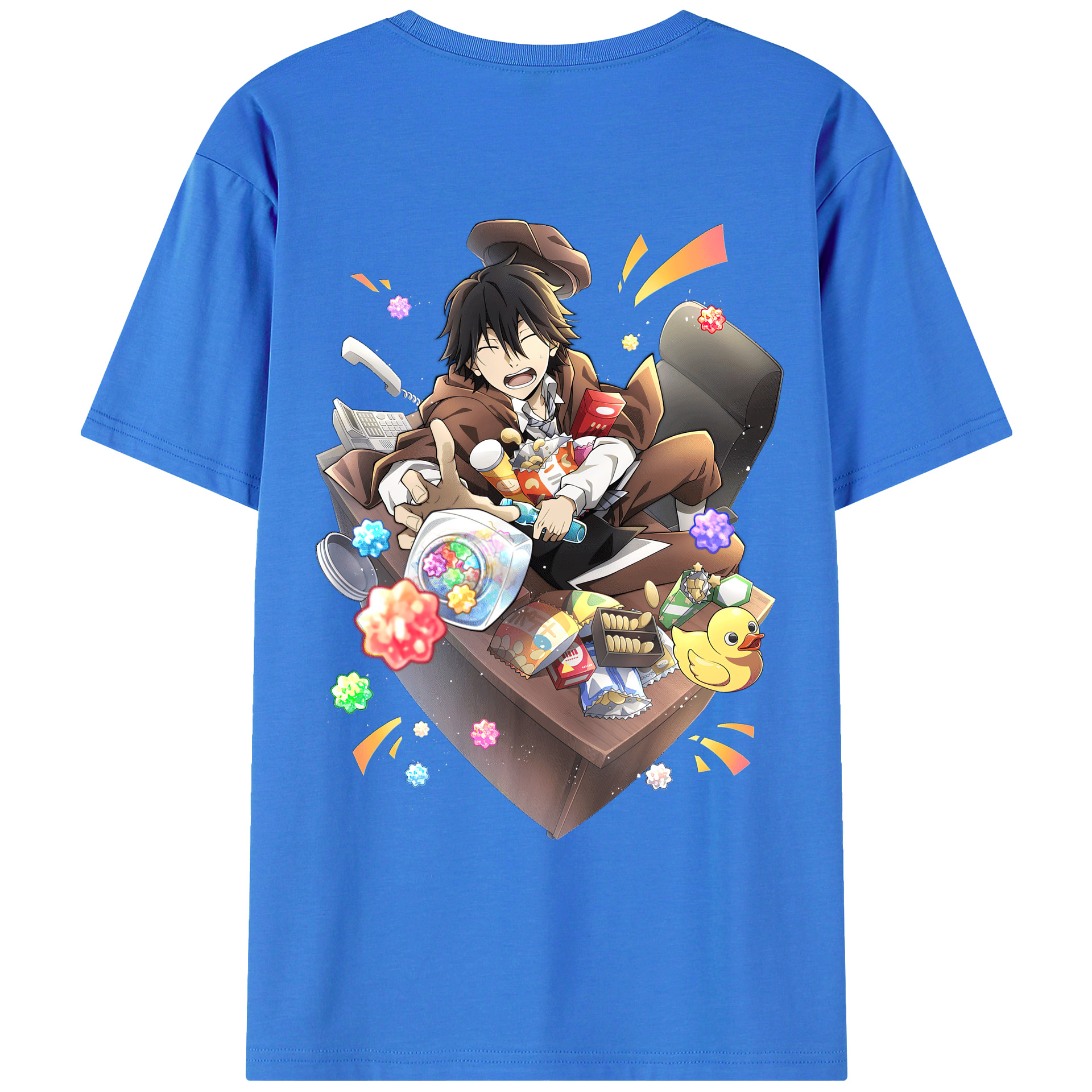 （画像用） 文豪ストレイドッグス Bungo Stray Dogs 綿100％ メンズ半袖Tシャツ（バックプリント） 通気性