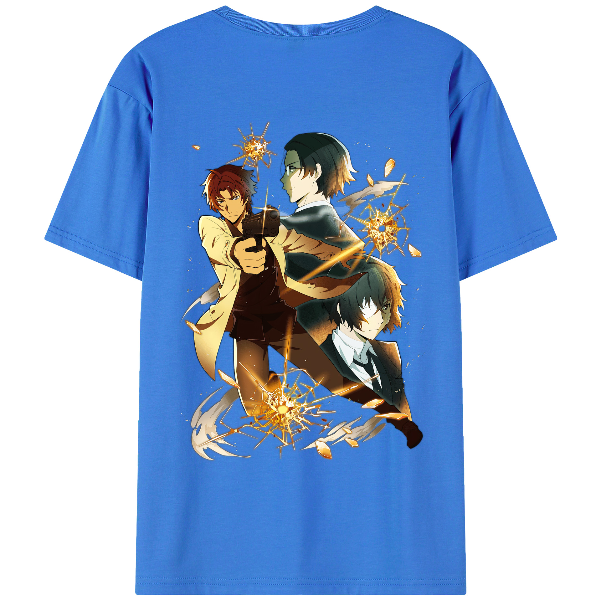 （画像用） 文豪ストレイドッグス Bungo Stray Dogs 綿100％ メンズ半袖Tシャツ（バックプリント） 通気性