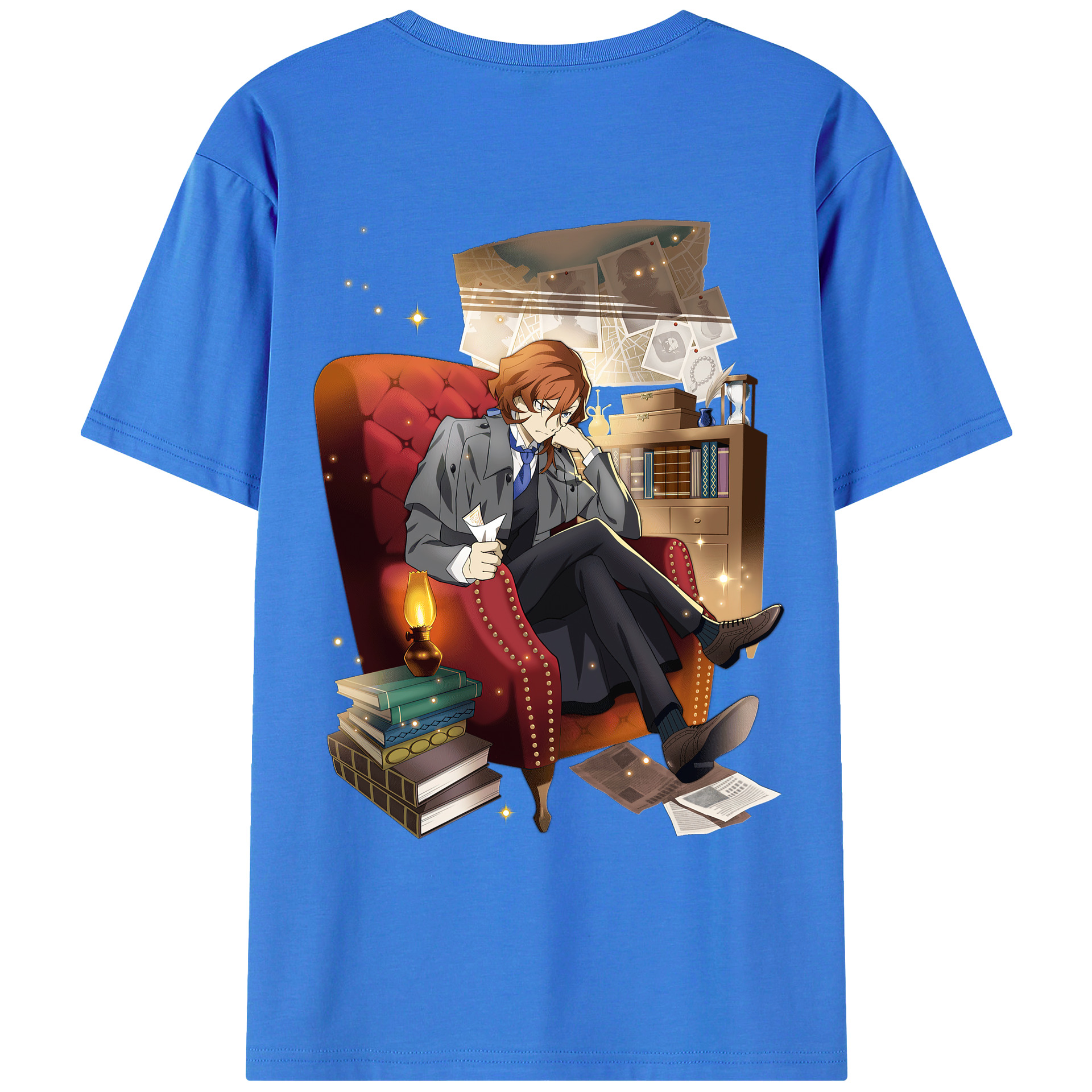 （画像用） 文豪ストレイドッグス Bungo Stray Dogs 綿100％ メンズ半袖Tシャツ（バックプリント） 通気性