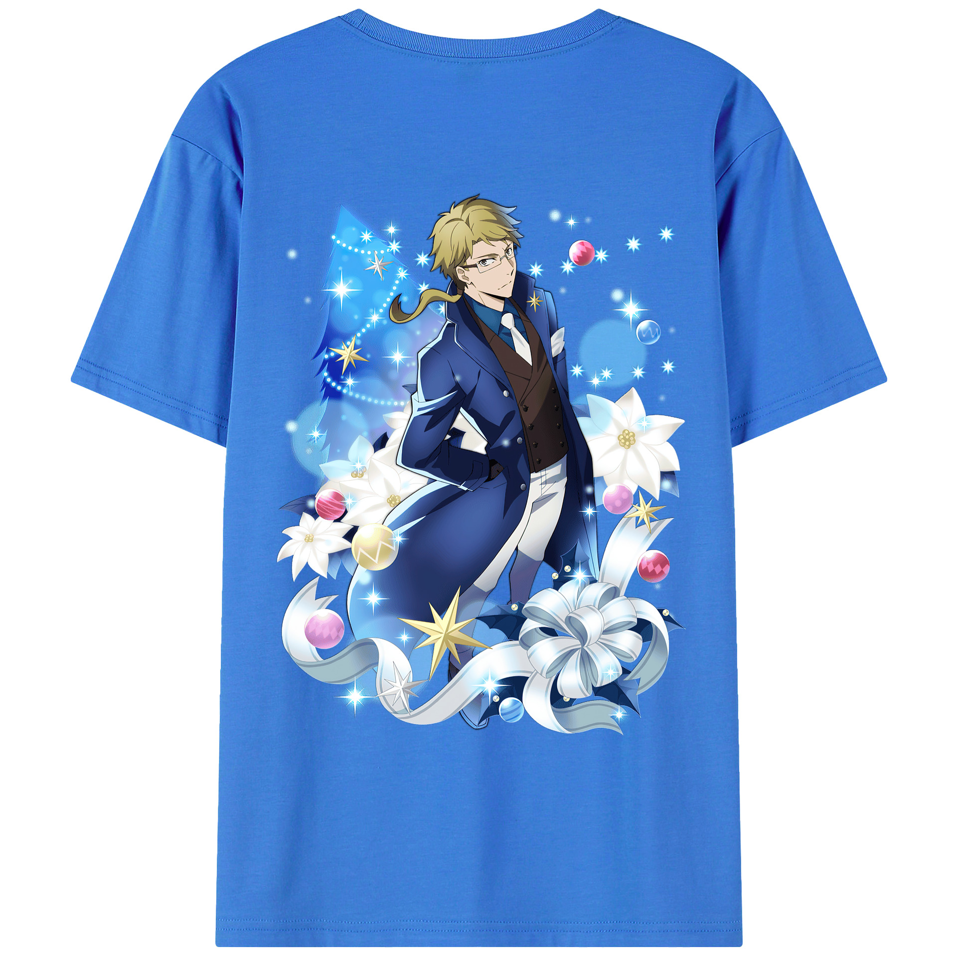 （画像用） 文豪ストレイドッグス Bungo Stray Dogs 綿100％ メンズ半袖Tシャツ（バックプリント） 通気性