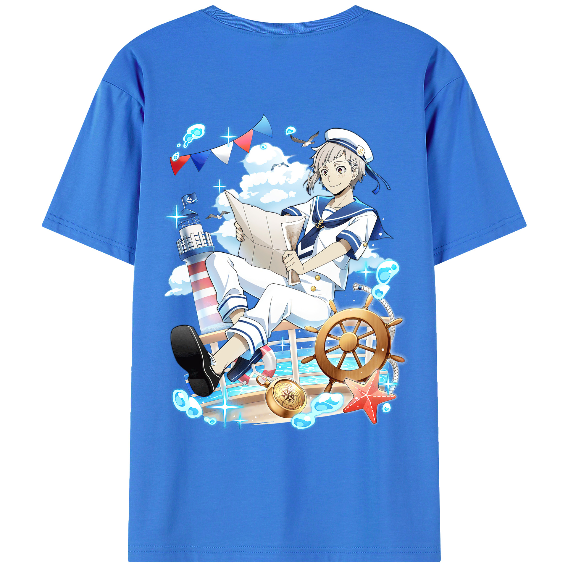 （画像用） 文豪ストレイドッグス Bungo Stray Dogs 綿100％ メンズ半袖Tシャツ（バックプリント） 通気性