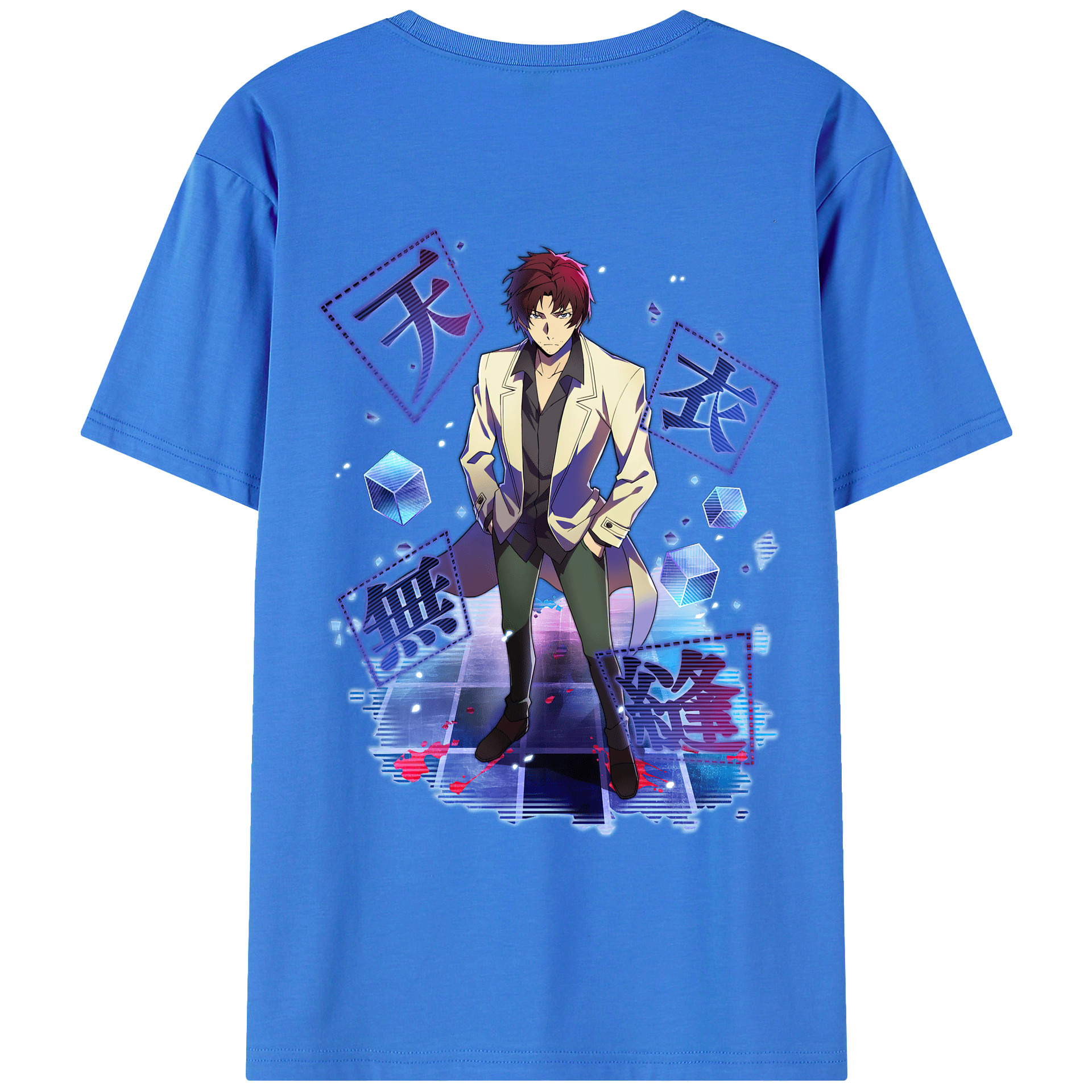 （画像用） 文豪ストレイドッグス Bungo Stray Dogs 綿100％ メンズ半袖Tシャツ（バックプリント） 通気性