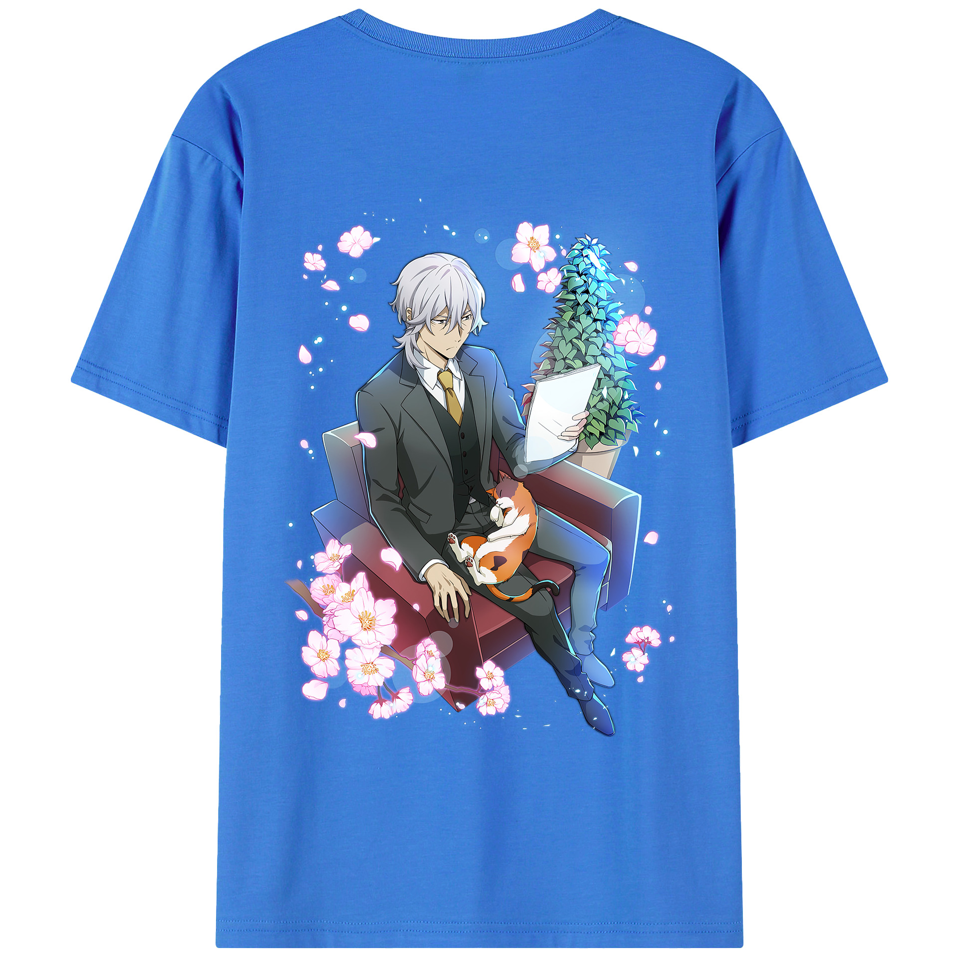 （画像用） 文豪ストレイドッグス Bungo Stray Dogs 綿100％ メンズ半袖Tシャツ（バックプリント） 通気性