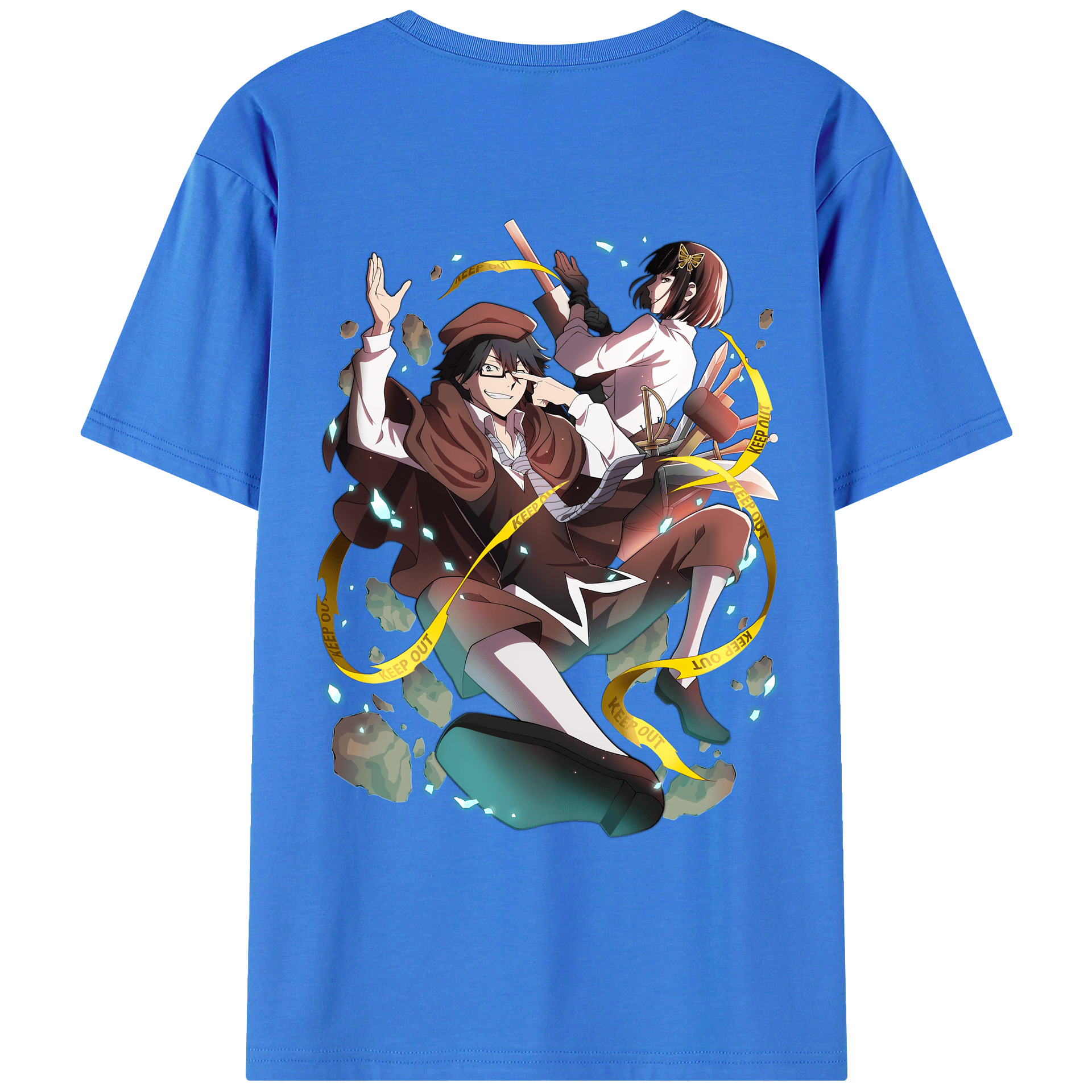 （画像用） 文豪ストレイドッグス Bungo Stray Dogs 綿100％ メンズ半袖Tシャツ（バックプリント） 通気性