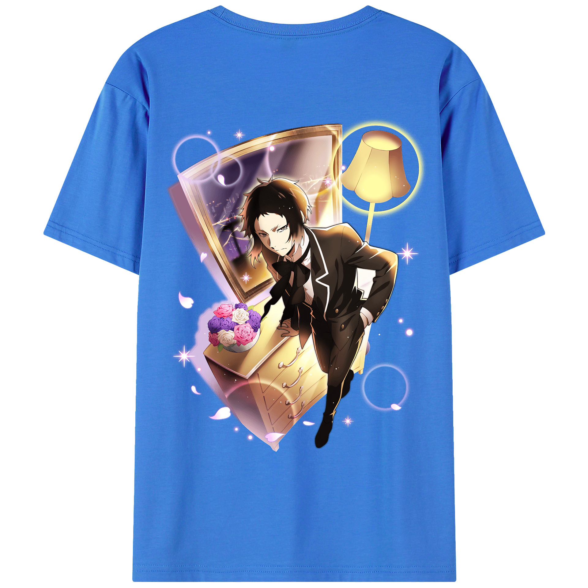 （画像用） 文豪ストレイドッグス Bungo Stray Dogs 綿100％ メンズ半袖Tシャツ（バックプリント） 通気性