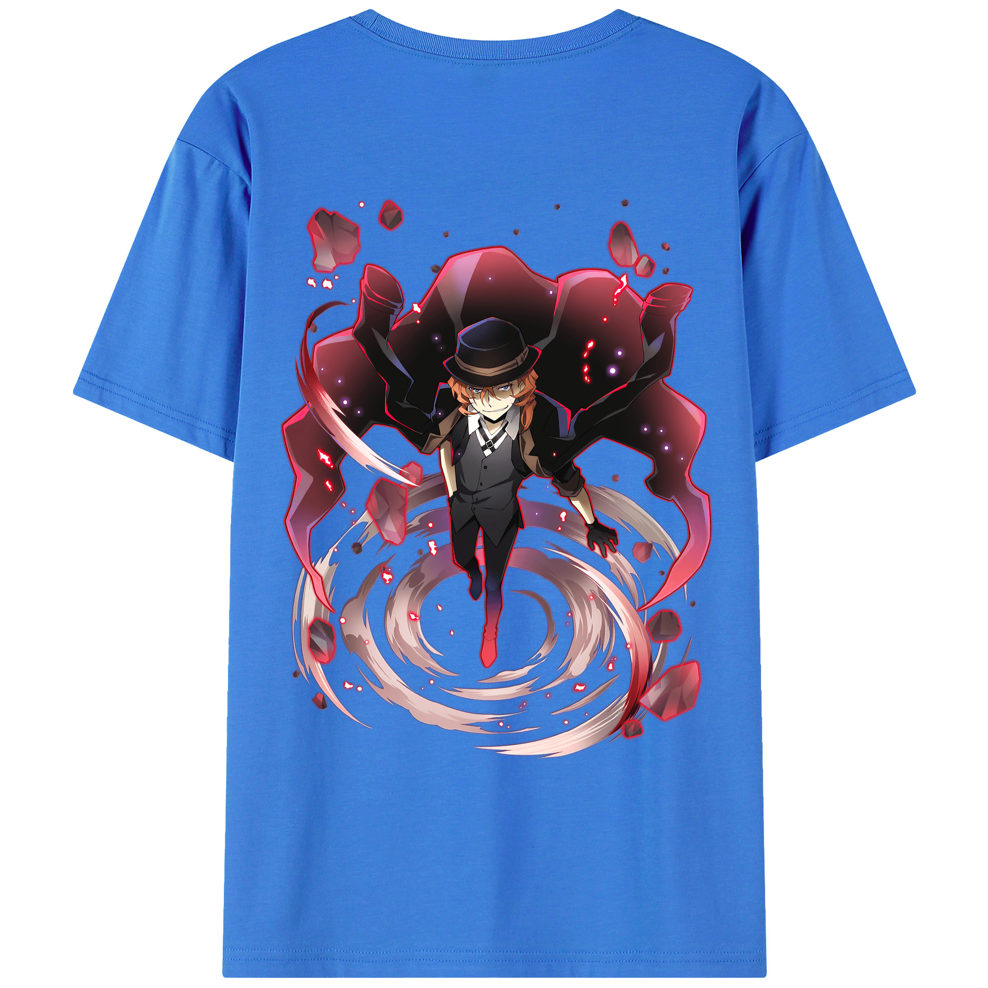 （画像用） 文豪ストレイドッグス Bungo Stray Dogs 綿100％ メンズ半袖Tシャツ（バックプリント） 通気性