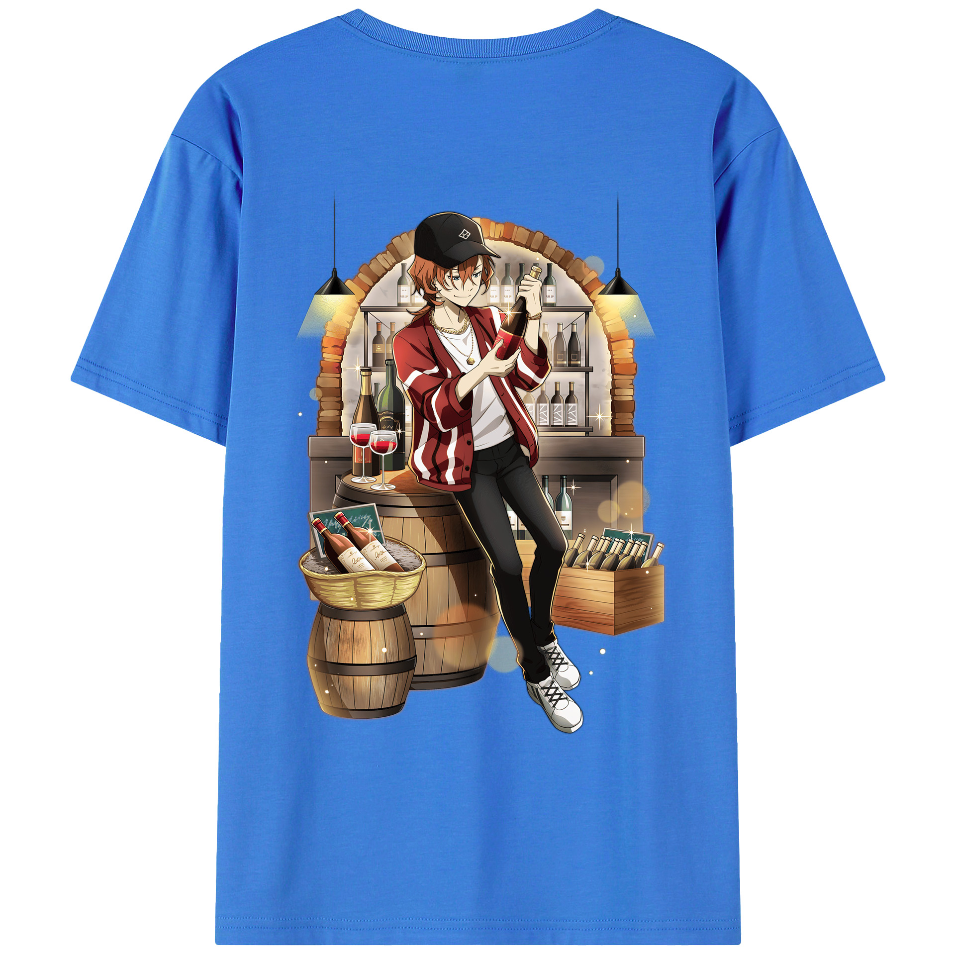 （画像用） 文豪ストレイドッグス Bungo Stray Dogs 綿100％ メンズ半袖Tシャツ（バックプリント） 通気性