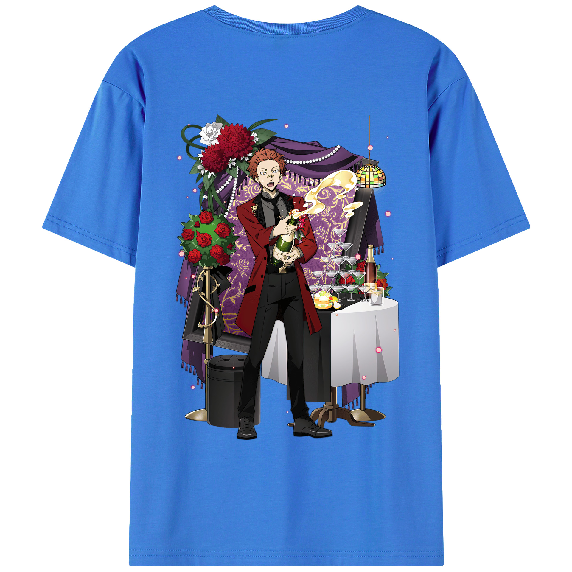 （画像用） 文豪ストレイドッグス Bungo Stray Dogs 綿100％ メンズ半袖Tシャツ（バックプリント） 通気性