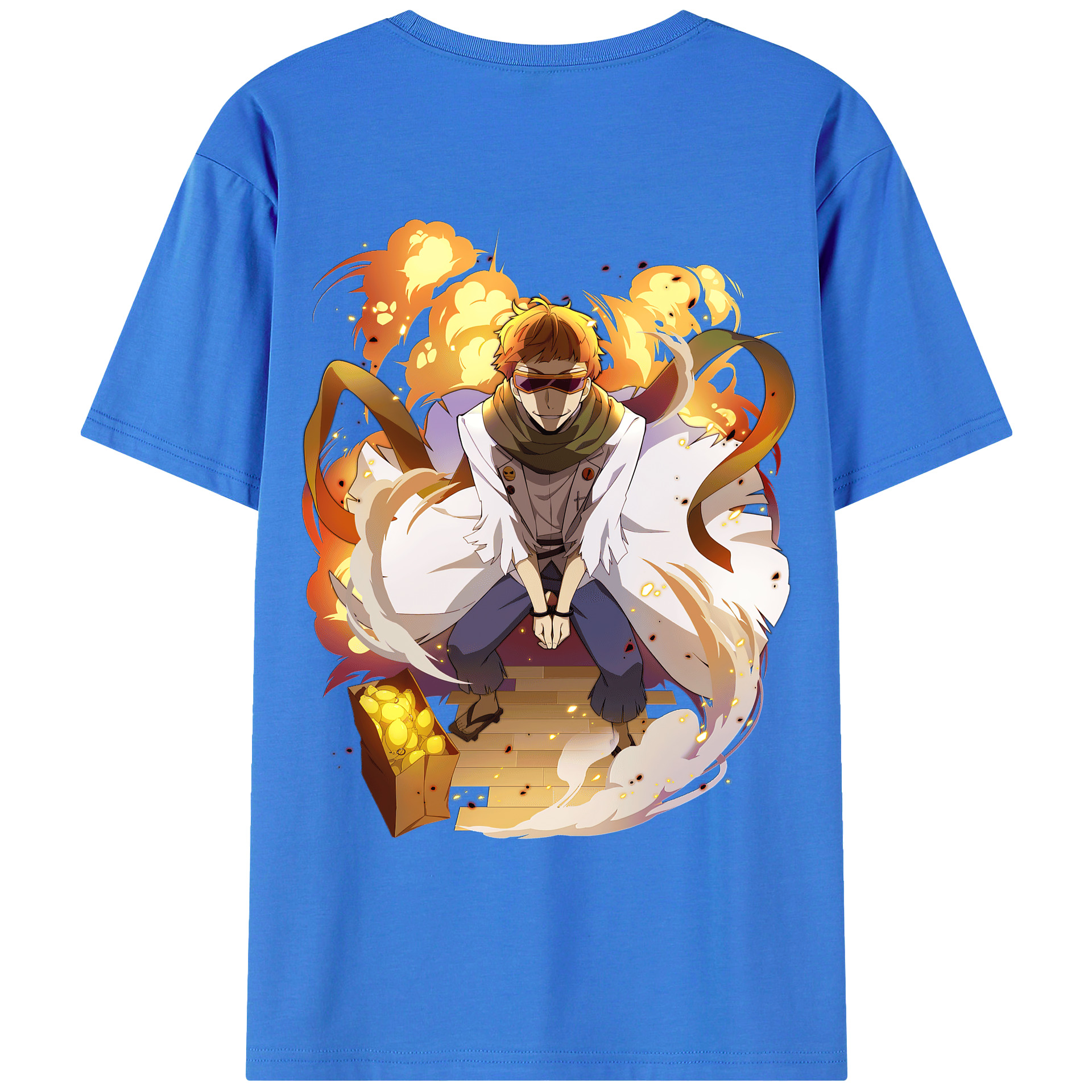 （画像用） 文豪ストレイドッグス Bungo Stray Dogs 綿100％ メンズ半袖Tシャツ（バックプリント） 通気性