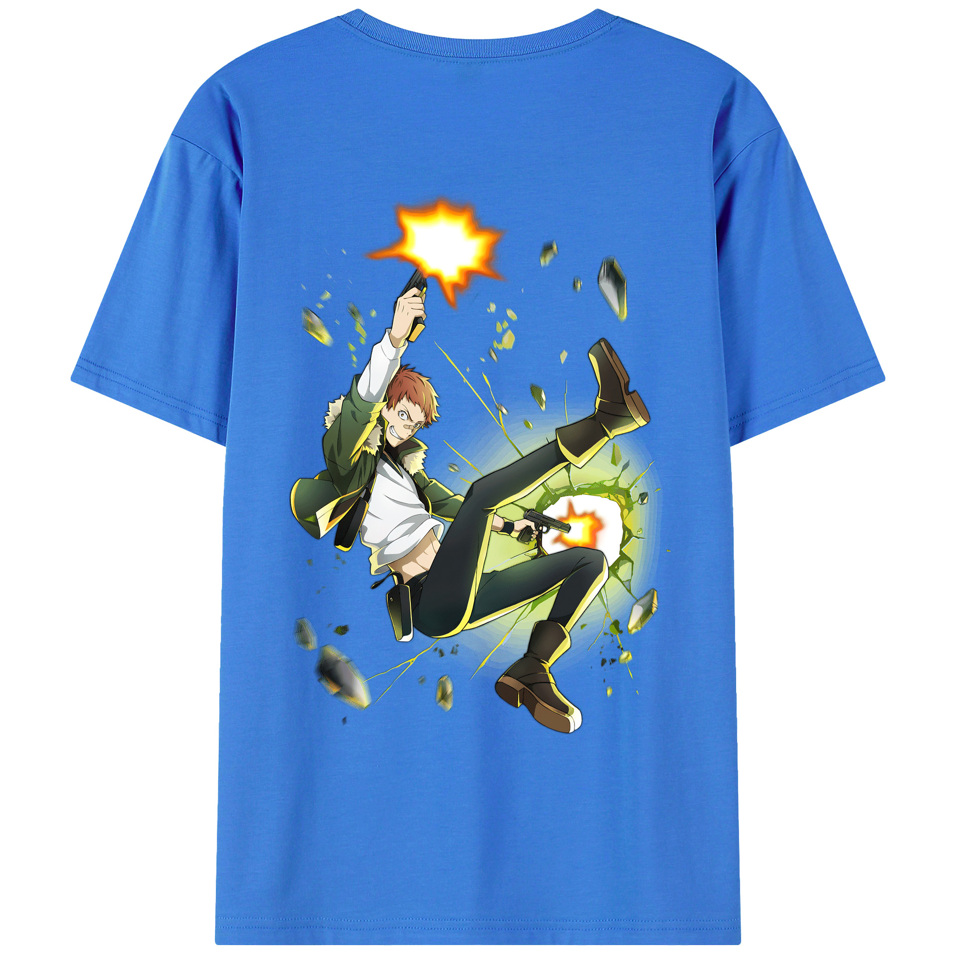 （画像用） 文豪ストレイドッグス Bungo Stray Dogs 綿100％ メンズ半袖Tシャツ（バックプリント） 通気性