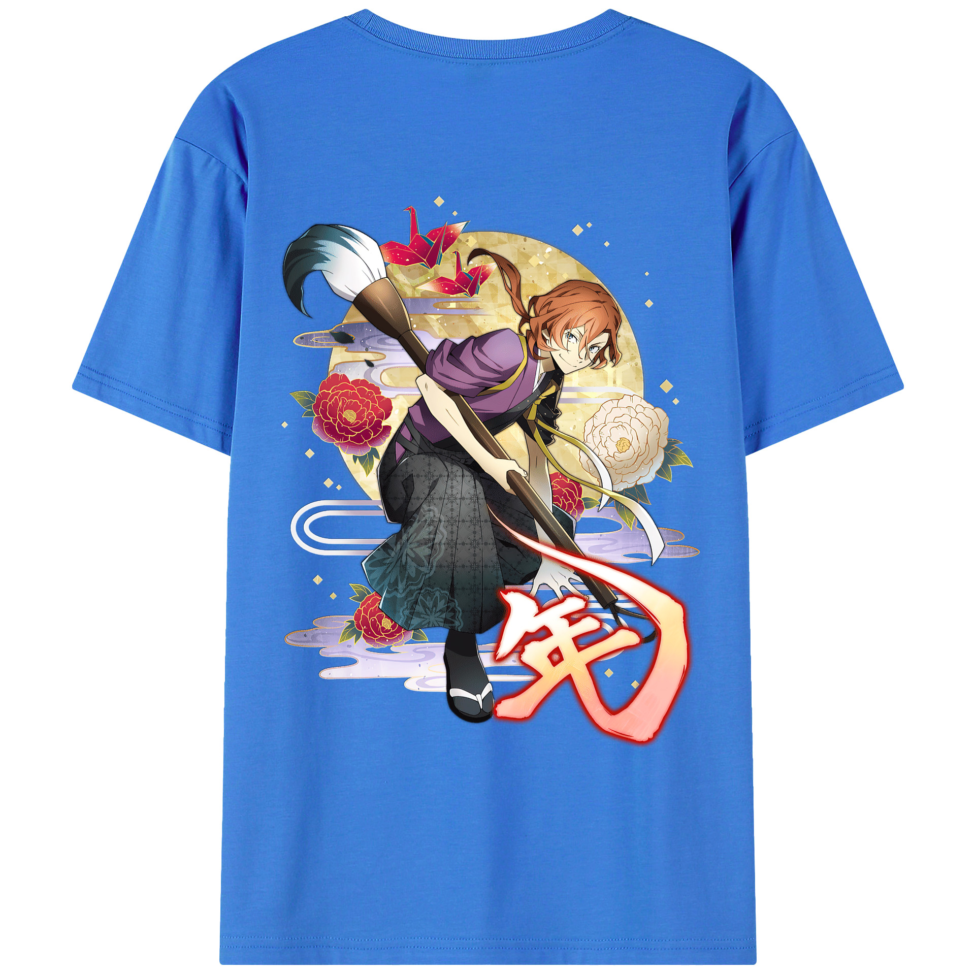 （画像用） 文豪ストレイドッグス Bungo Stray Dogs 綿100％ メンズ半袖Tシャツ（バックプリント） 通気性