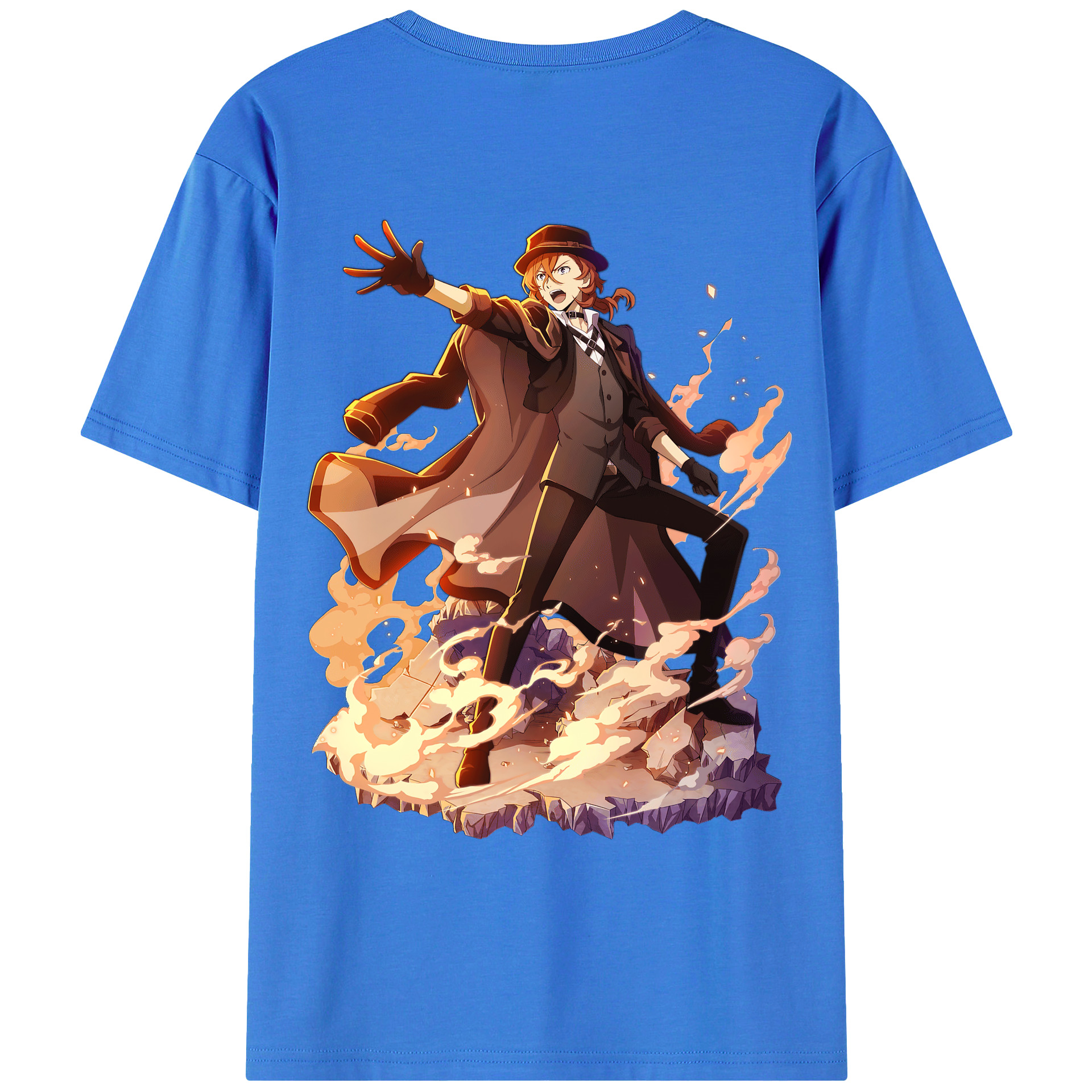 （画像用） 文豪ストレイドッグス Bungo Stray Dogs 綿100％ メンズ半袖Tシャツ（バックプリント） 通気性