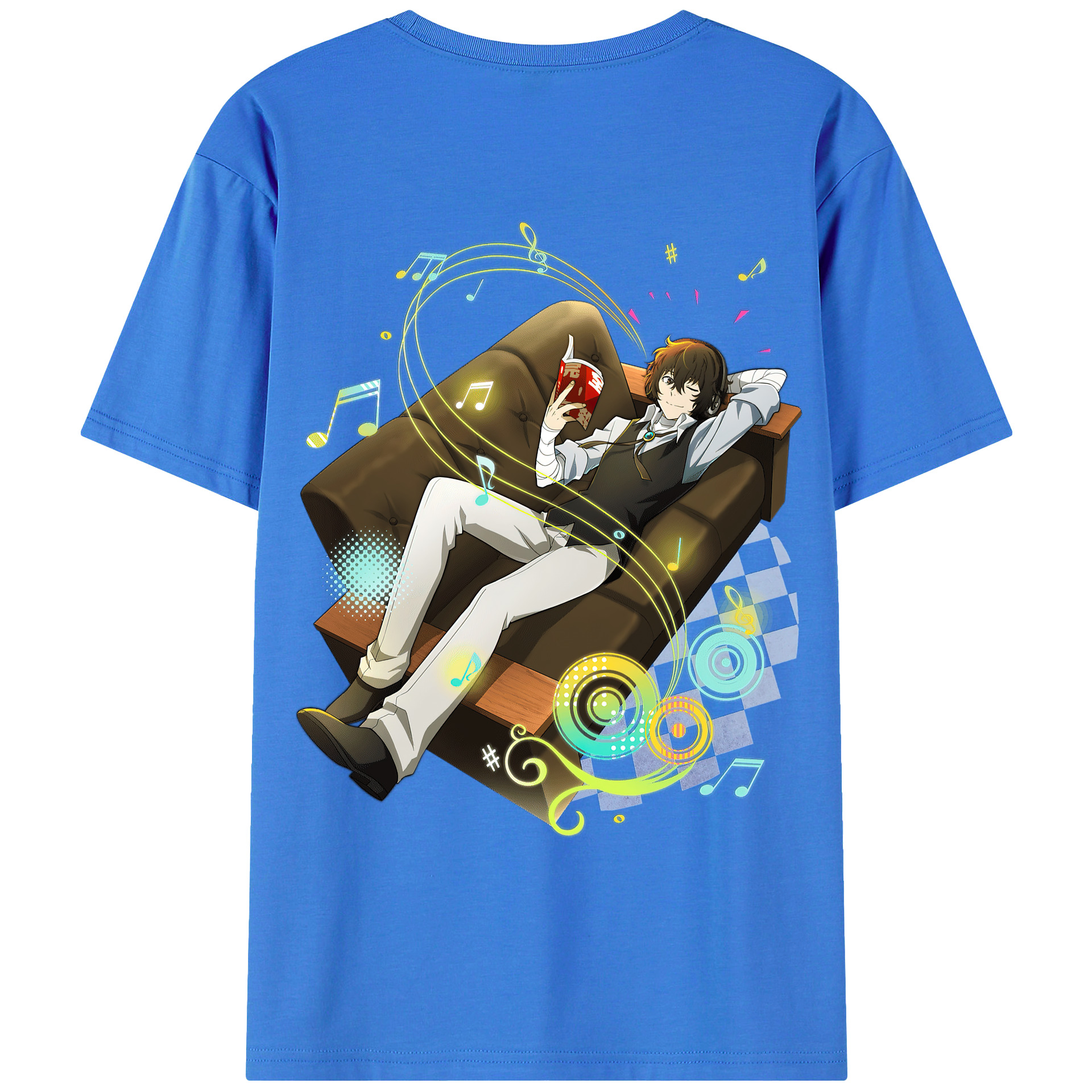 （画像用） 文豪ストレイドッグス Bungo Stray Dogs 綿100％ メンズ半袖Tシャツ（バックプリント） 通気性