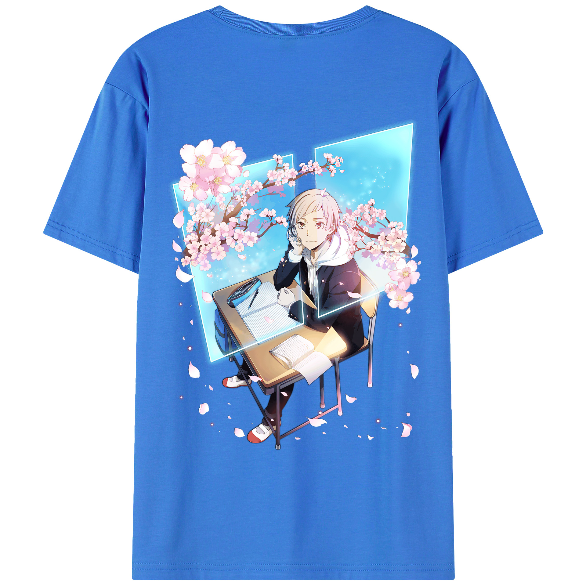 （画像用） 文豪ストレイドッグス Bungo Stray Dogs 綿100％ メンズ半袖Tシャツ（バックプリント） 通気性