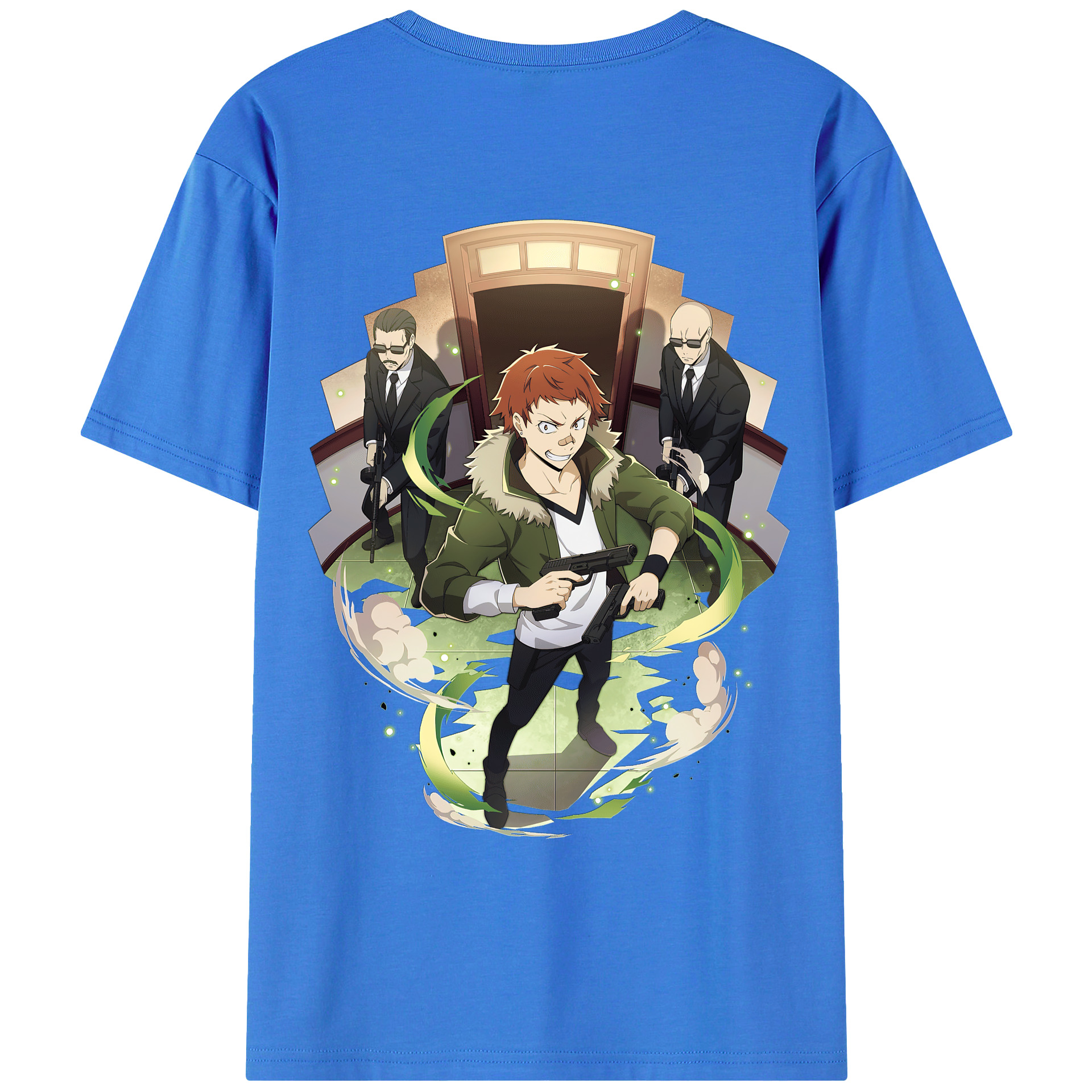 （画像用） 文豪ストレイドッグス Bungo Stray Dogs 綿100％ メンズ半袖Tシャツ（バックプリント） 通気性