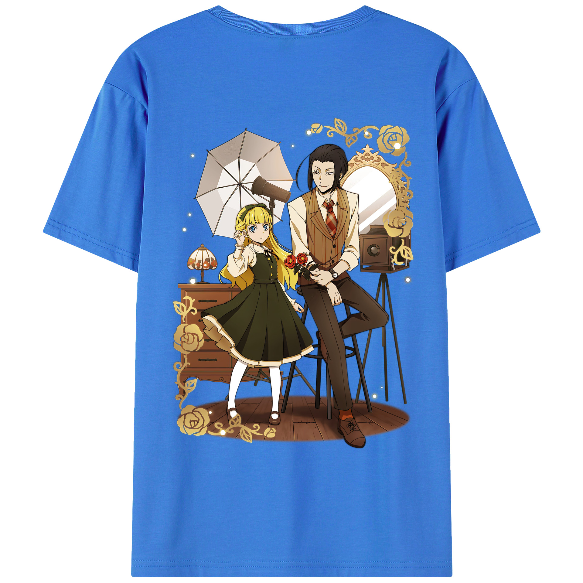（画像用） 文豪ストレイドッグス Bungo Stray Dogs 綿100％ メンズ半袖Tシャツ（バックプリント） 通気性