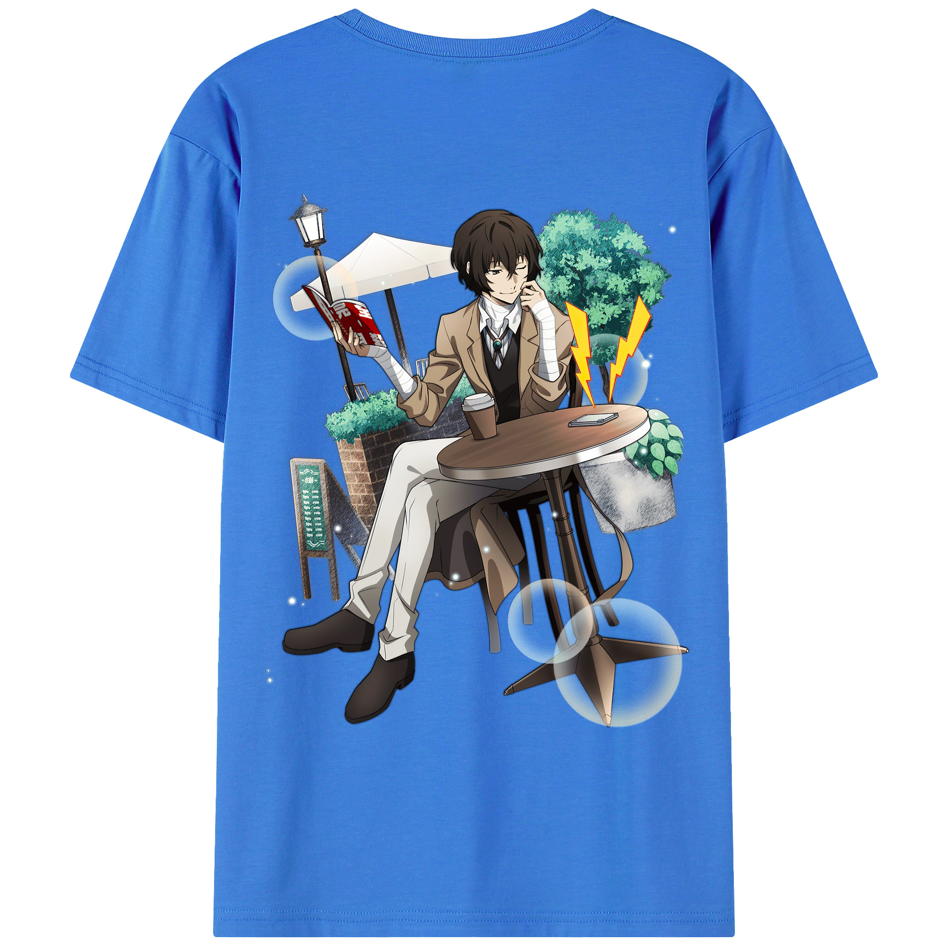 （画像用） 文豪ストレイドッグス Bungo Stray Dogs 綿100％ メンズ半袖Tシャツ（バックプリント） 通気性