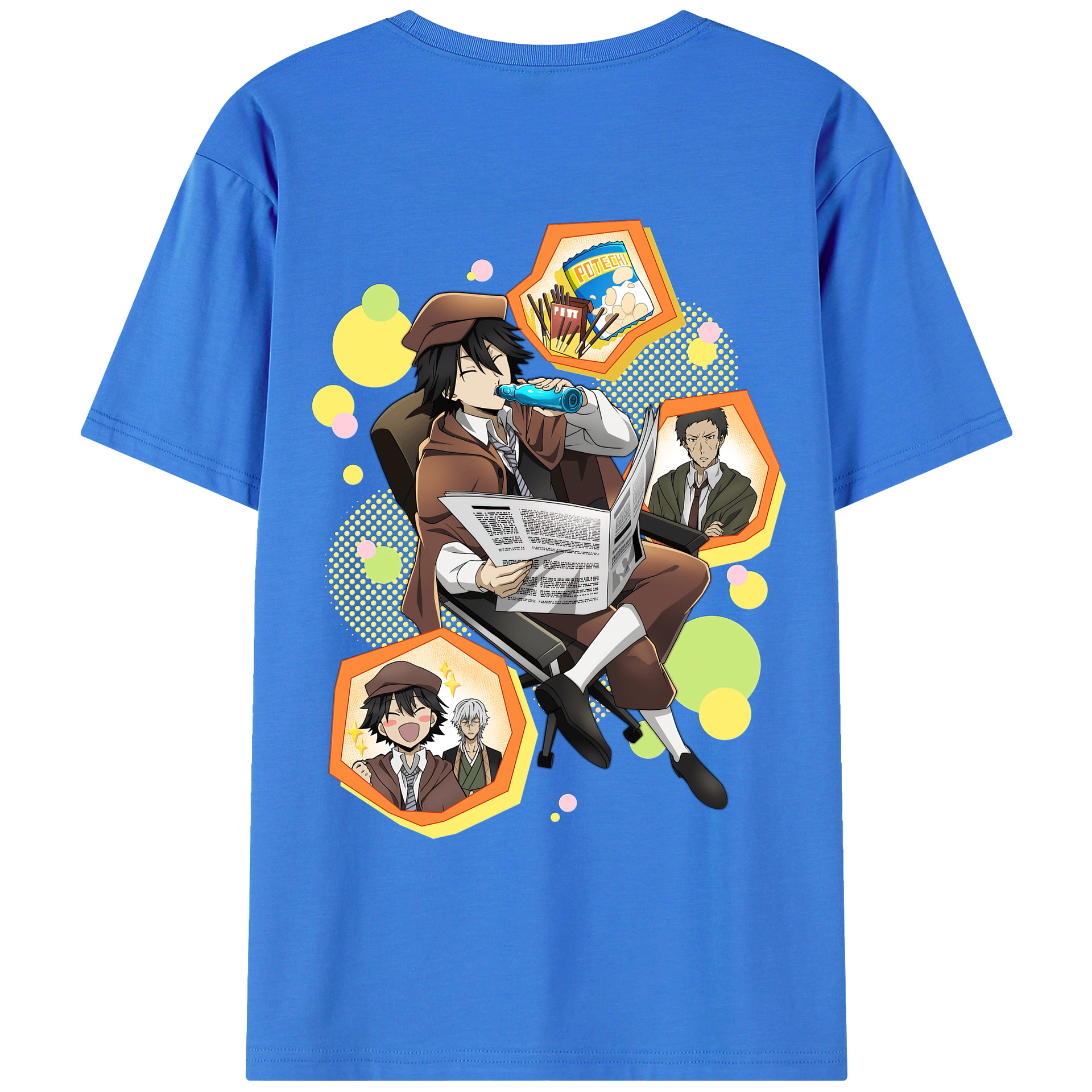（画像用） 文豪ストレイドッグス Bungo Stray Dogs 綿100％ メンズ半袖Tシャツ（バックプリント） 通気性