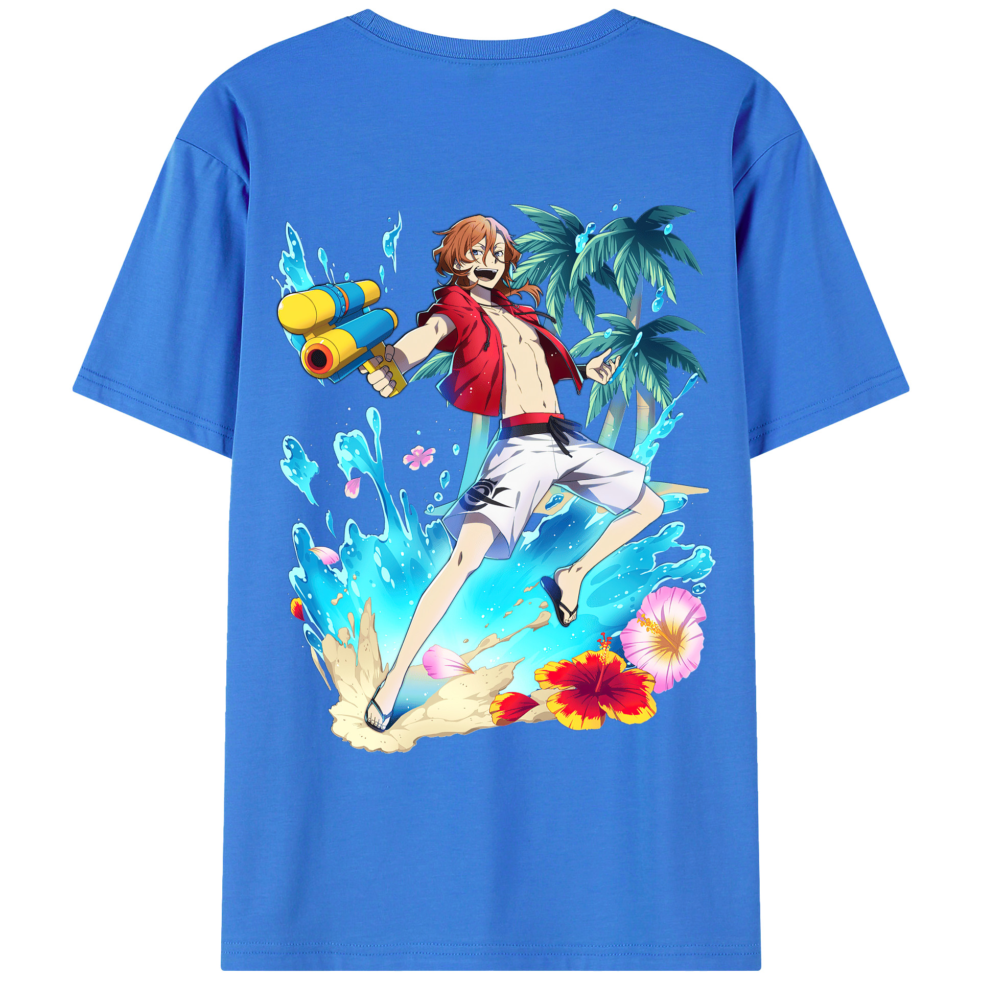 （画像用） 文豪ストレイドッグス Bungo Stray Dogs 綿100％ メンズ半袖Tシャツ（バックプリント） 通気性