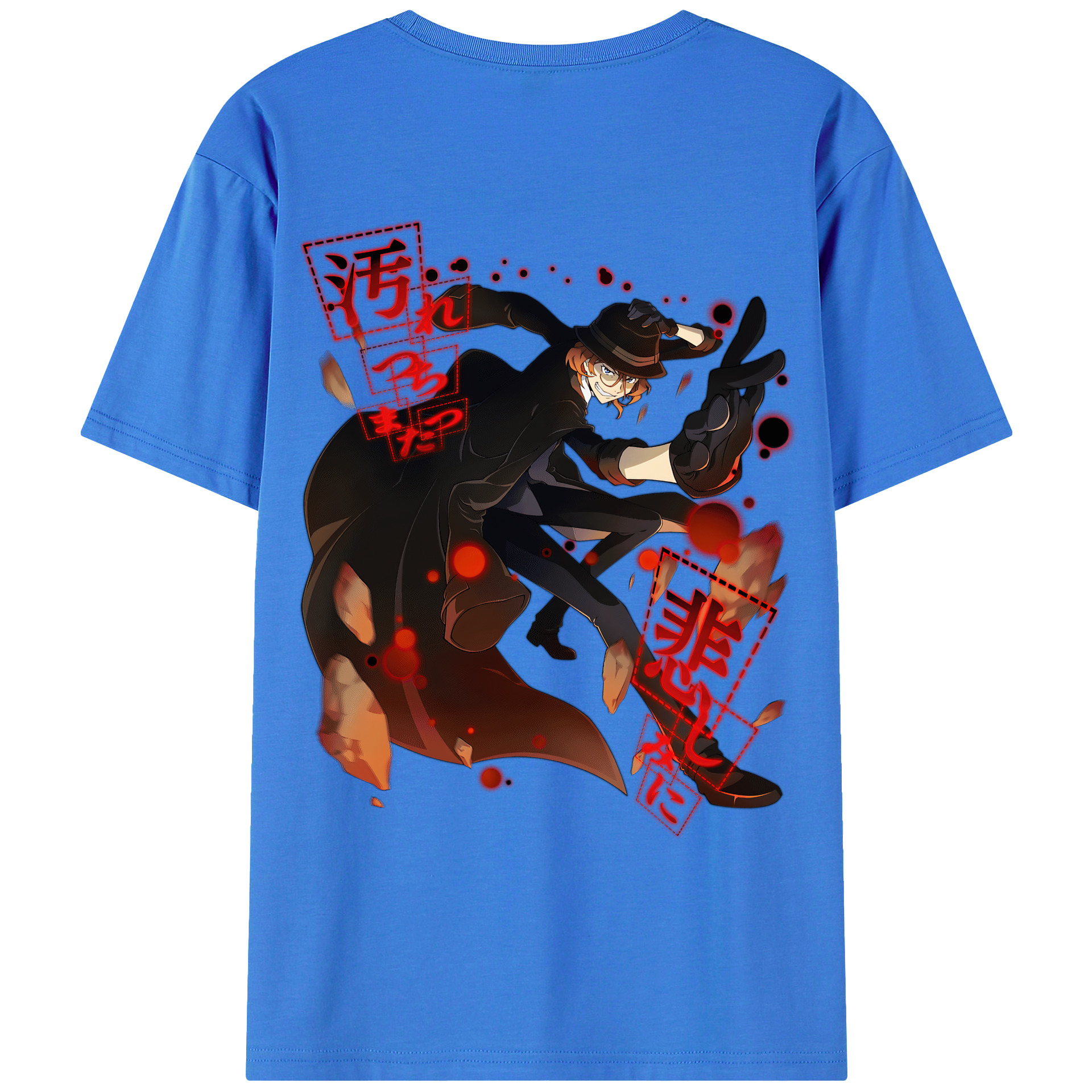 （画像用） 文豪ストレイドッグス Bungo Stray Dogs 綿100％ メンズ半袖Tシャツ（バックプリント） 通気性