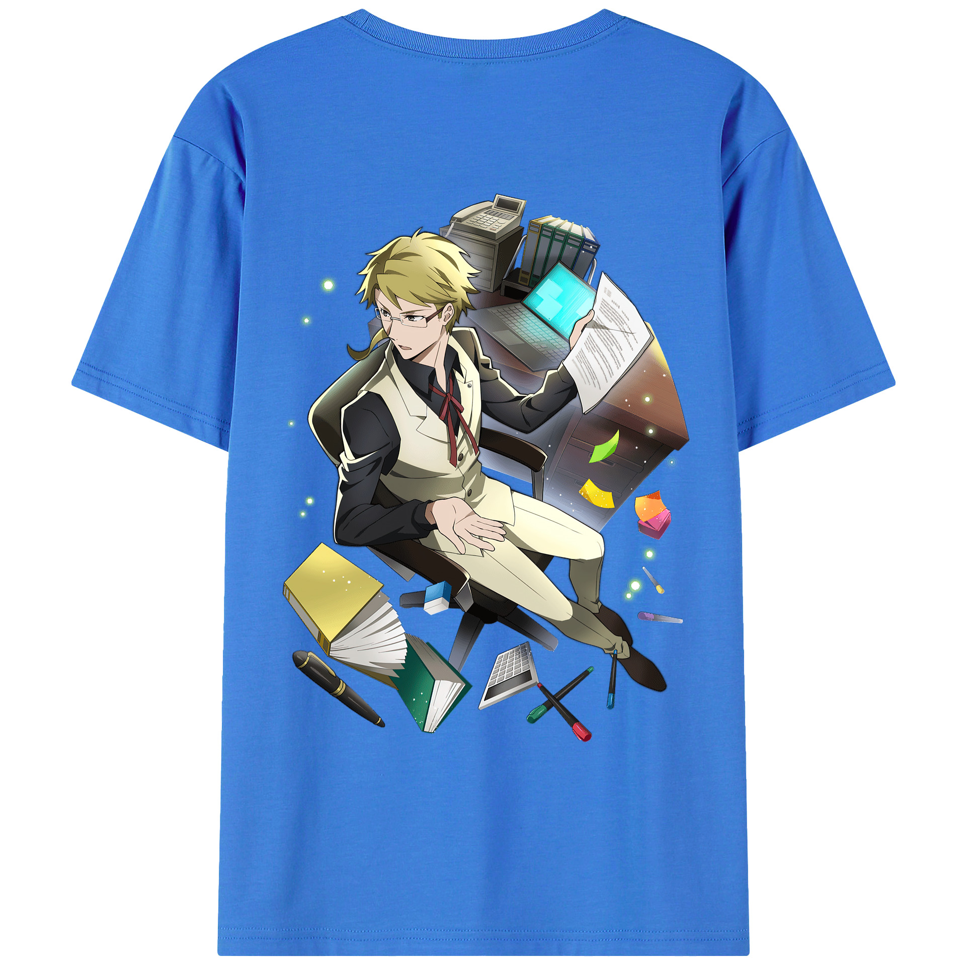（画像用） 文豪ストレイドッグス Bungo Stray Dogs 綿100％ メンズ半袖Tシャツ（バックプリント） 通気性