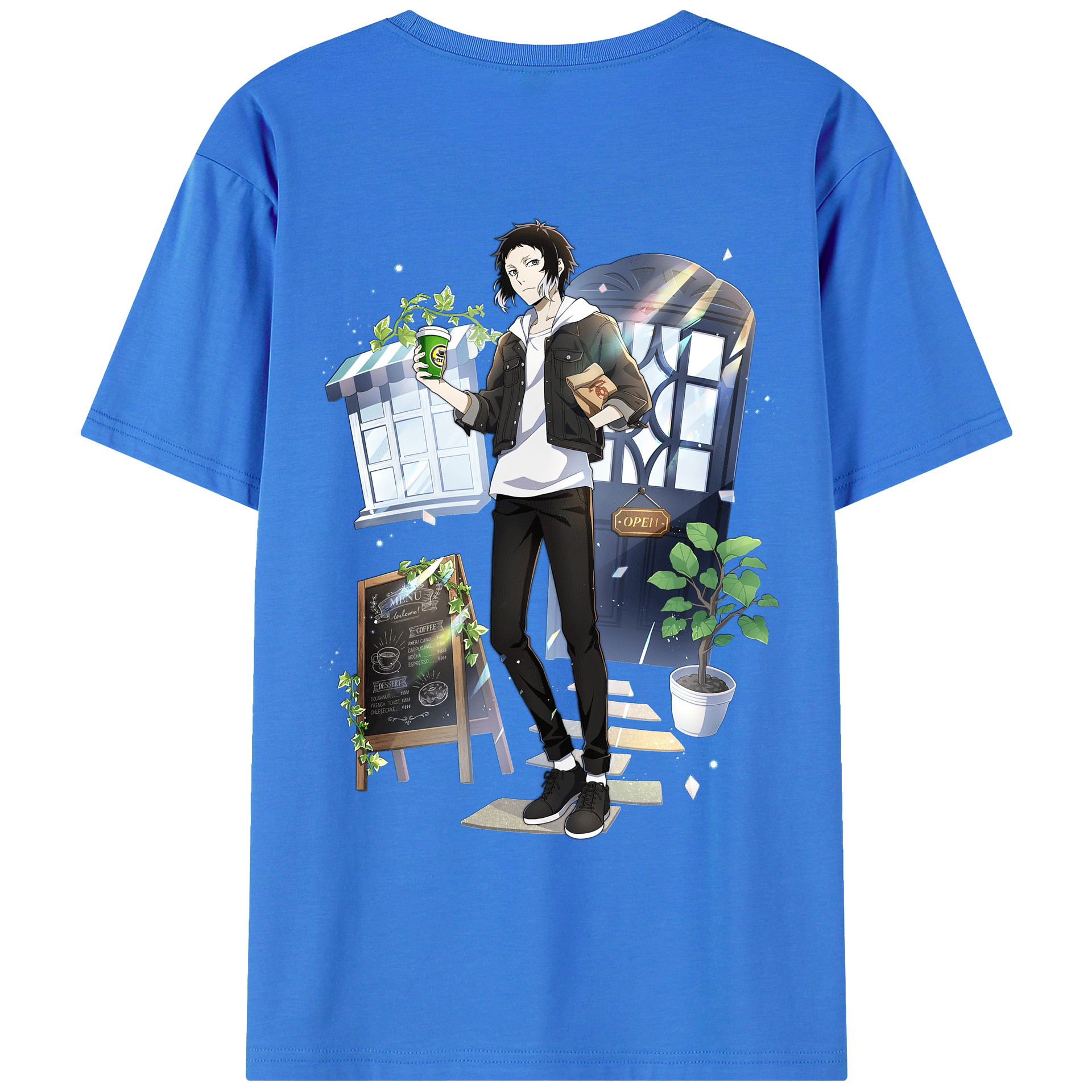 （画像用） 文豪ストレイドッグス Bungo Stray Dogs 綿100％ メンズ半袖Tシャツ（バックプリント） 通気性