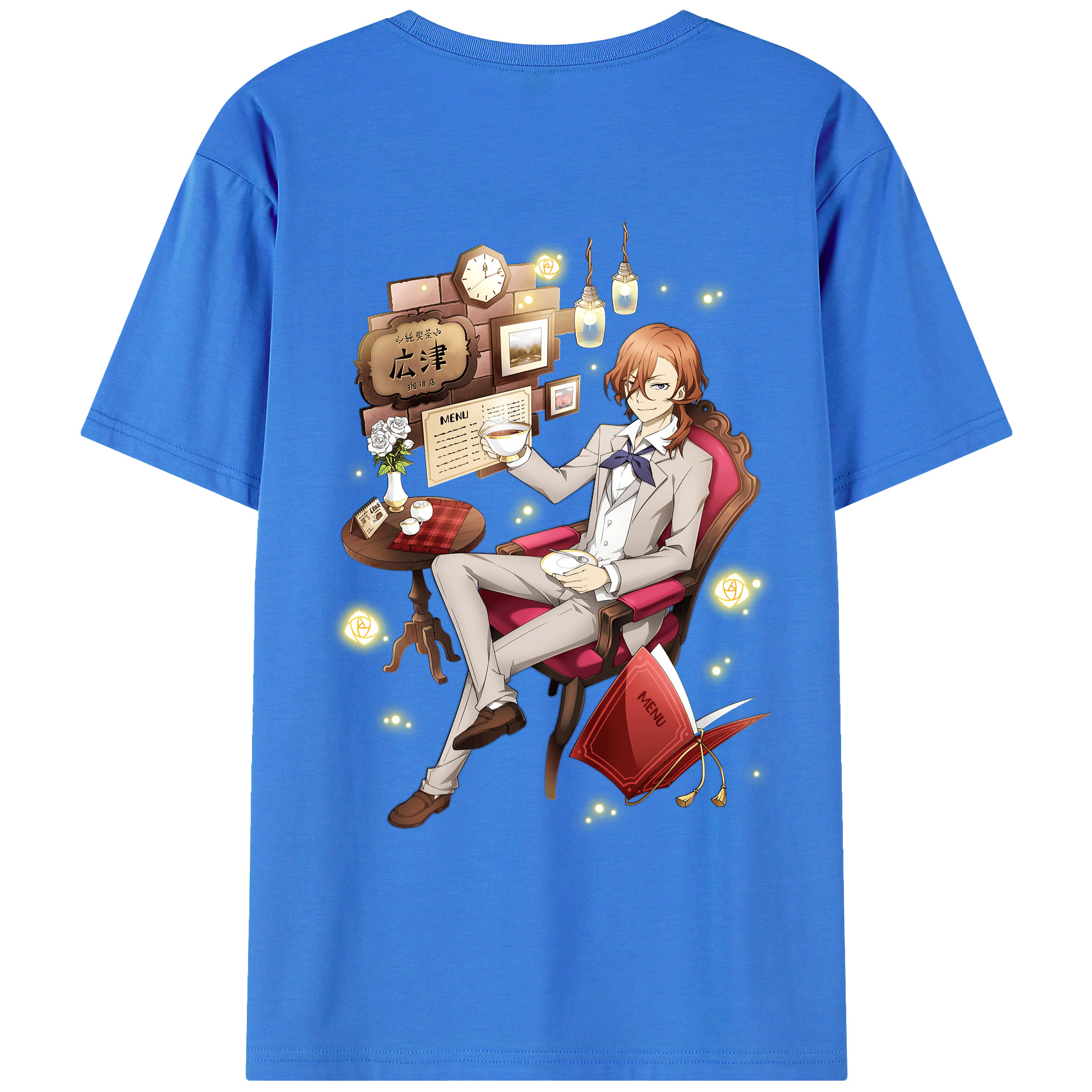 （画像用） 文豪ストレイドッグス Bungo Stray Dogs 綿100％ メンズ半袖Tシャツ（バックプリント） 通気性
