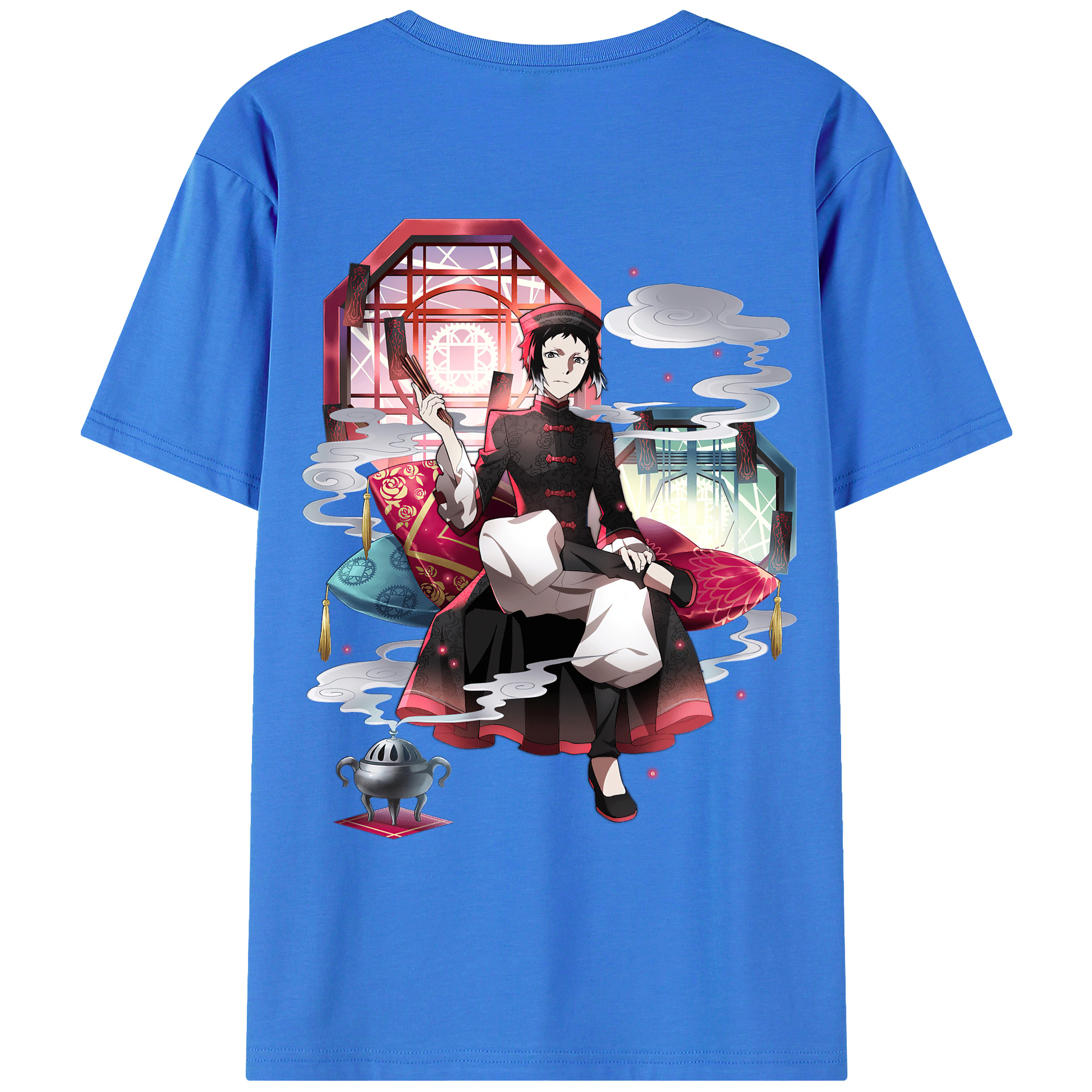 （画像用） 文豪ストレイドッグス Bungo Stray Dogs 綿100％ メンズ半袖Tシャツ（バックプリント） 通気性