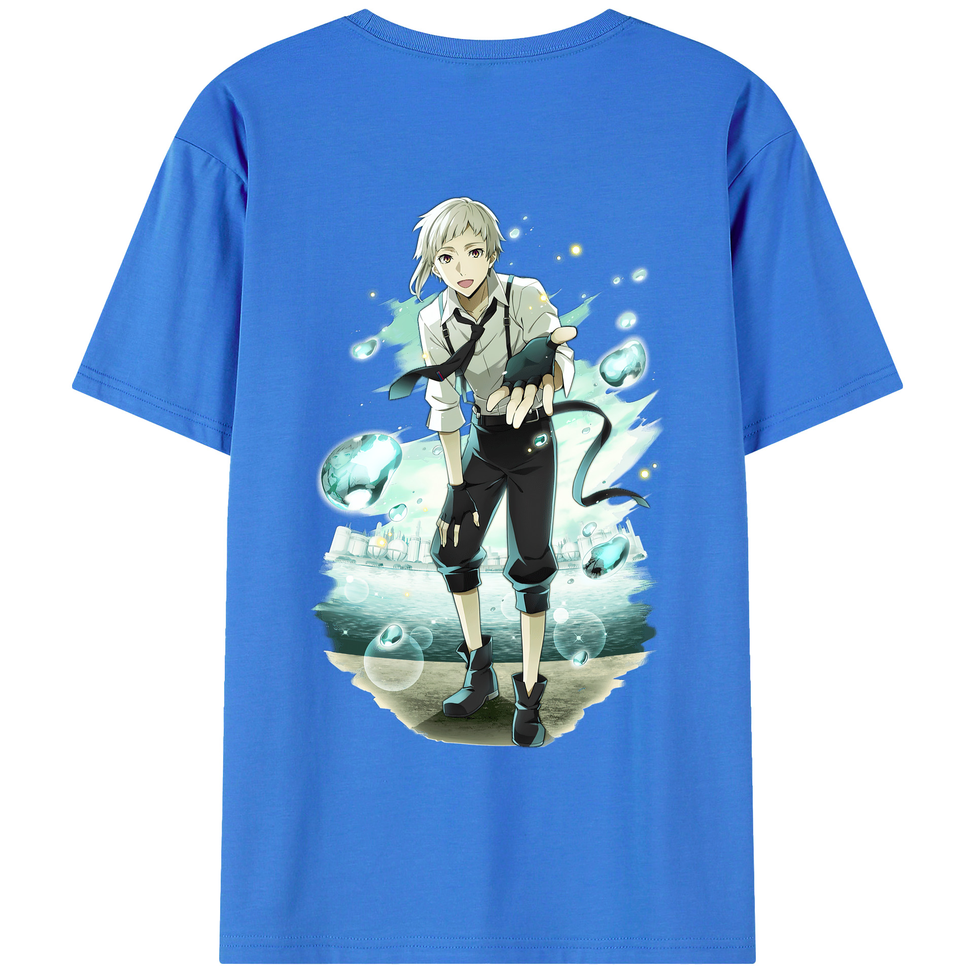 （画像用） 文豪ストレイドッグス Bungo Stray Dogs 綿100％ メンズ半袖Tシャツ（バックプリント） 通気性