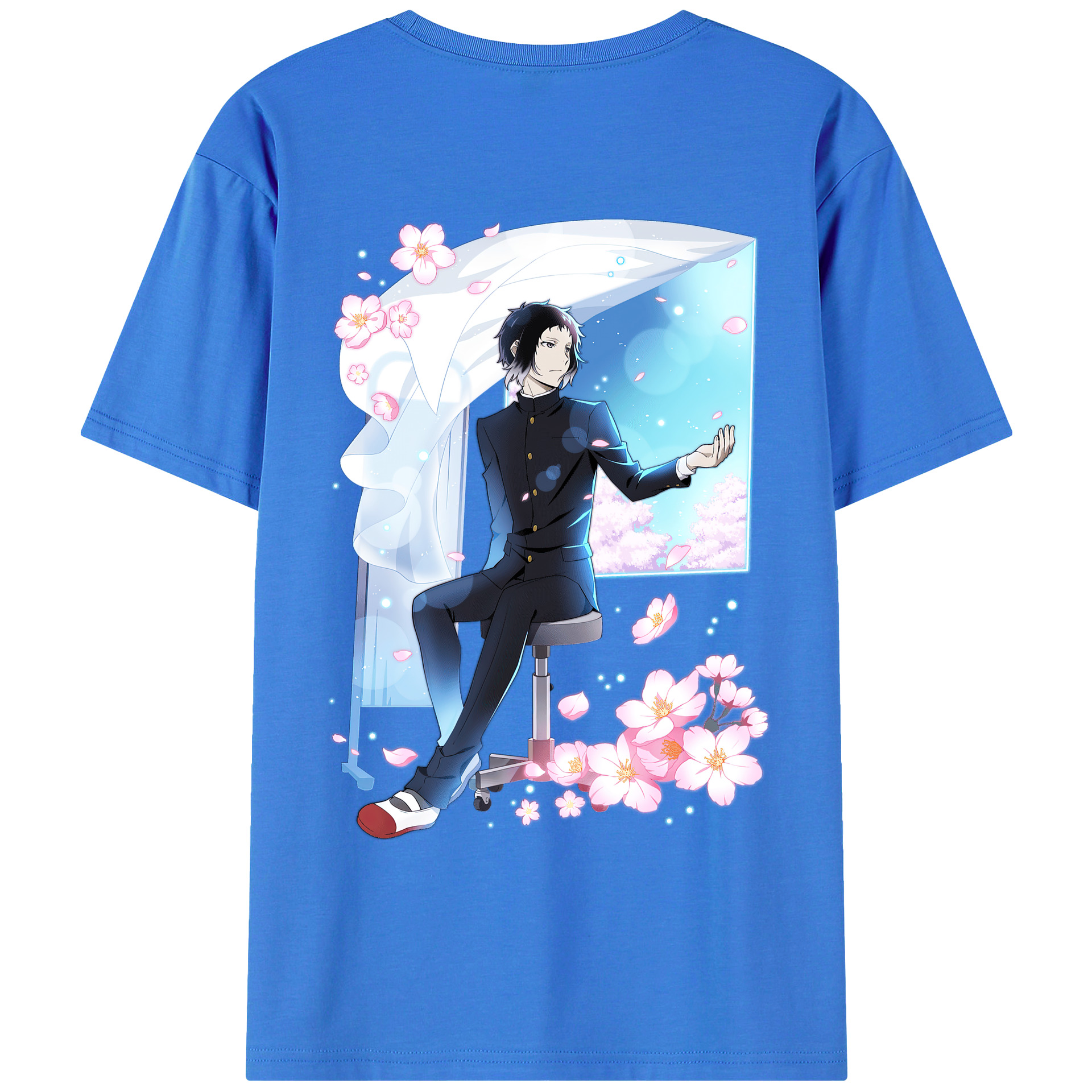 （画像用） 文豪ストレイドッグス Bungo Stray Dogs 綿100％ メンズ半袖Tシャツ（バックプリント） 通気性