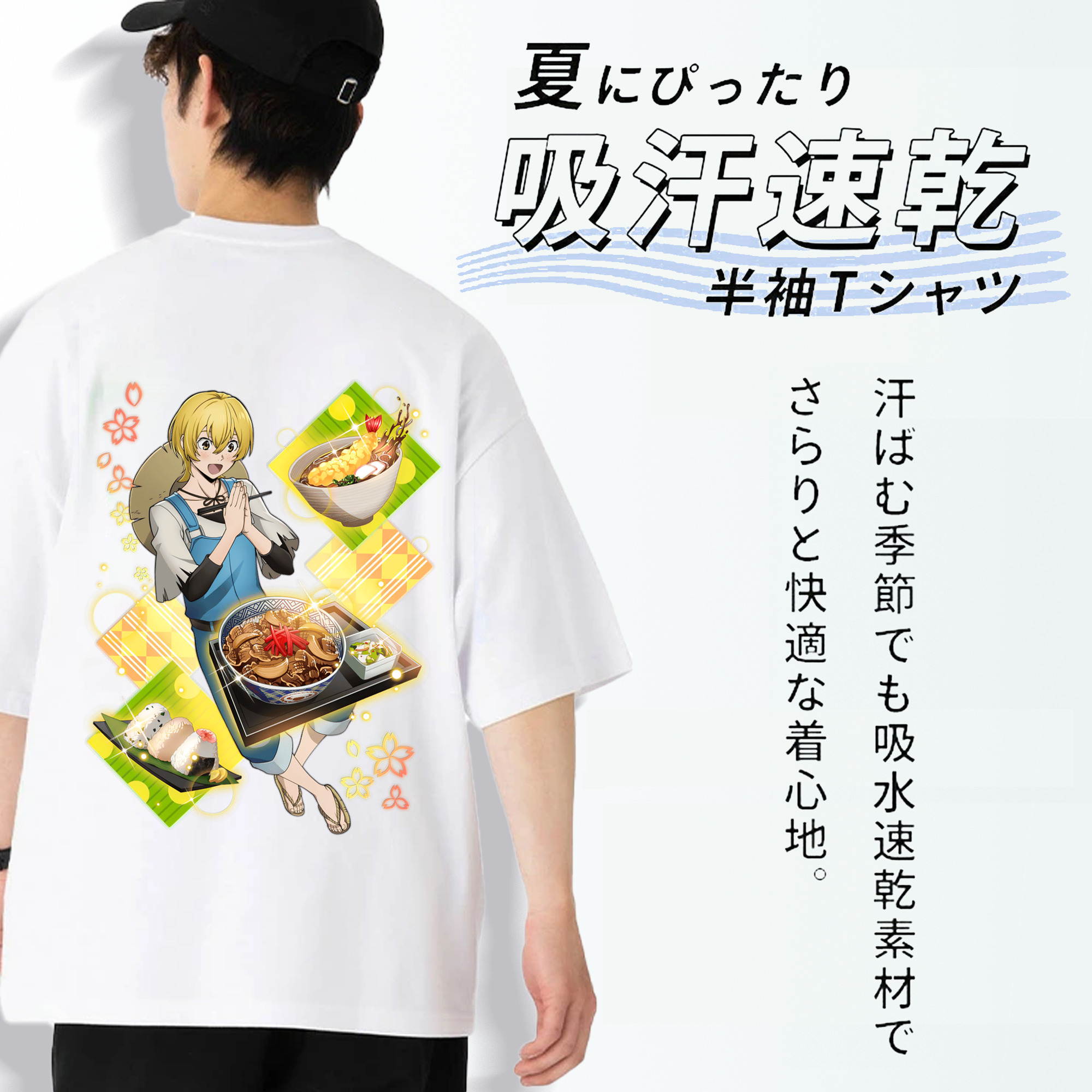 文豪ストレイドッグス Bungo Stray Dogs 綿100％ メンズ半袖Tシャツ（バックプリント） 通気性