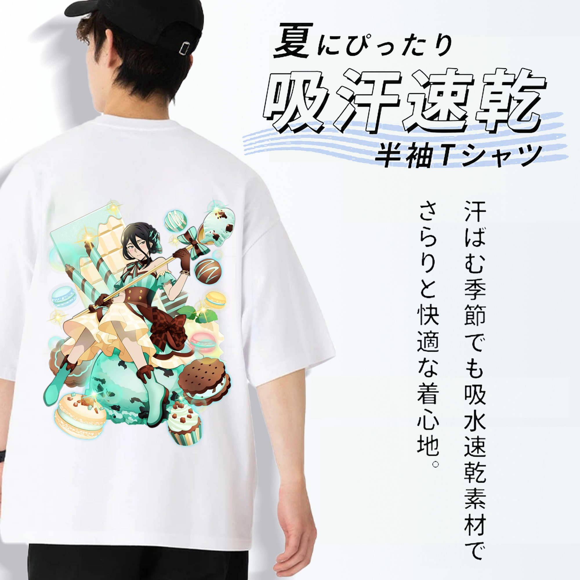 文豪ストレイドッグス Bungo Stray Dogs 綿100％ メンズ半袖Tシャツ（バックプリント） 通気性