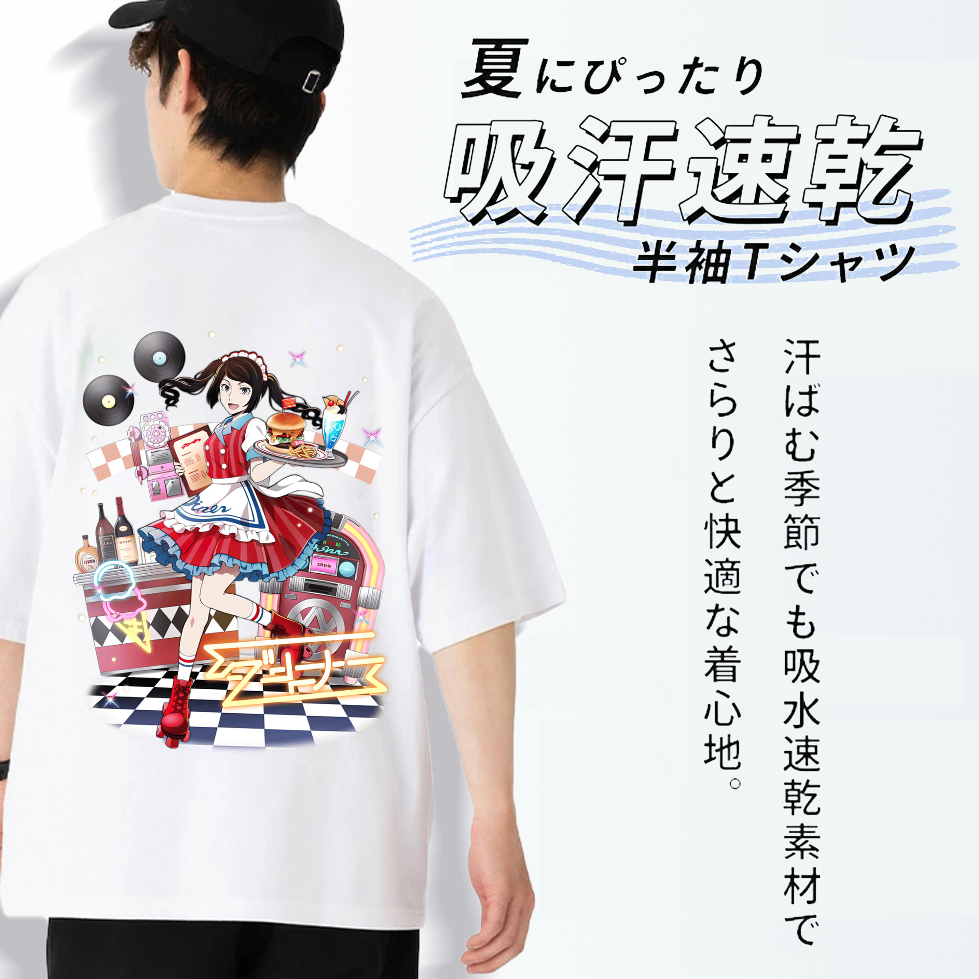 文豪ストレイドッグス Bungo Stray Dogs 綿100％ メンズ半袖Tシャツ（バックプリント） 通気性