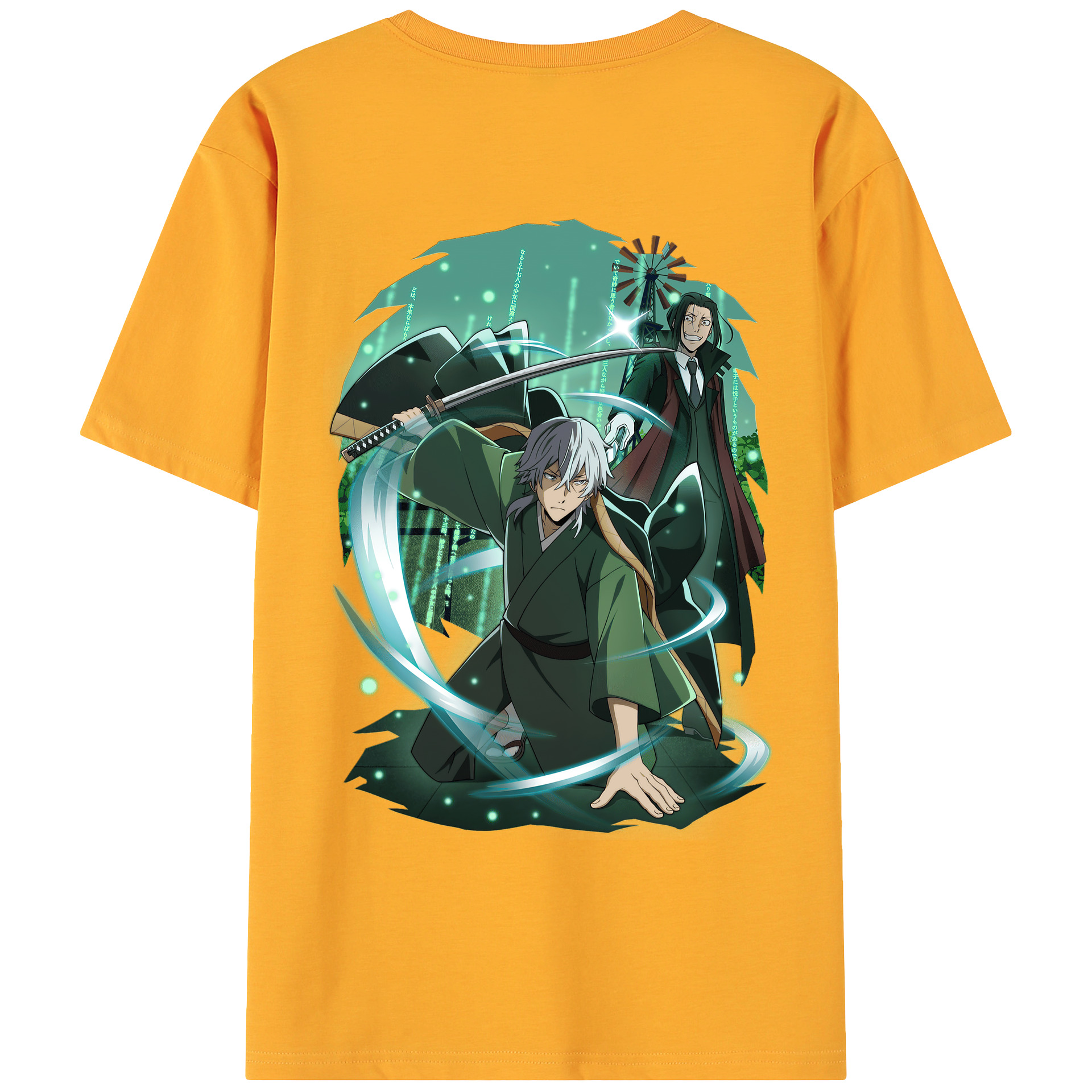 （画像用） 文豪ストレイドッグス Bungo Stray Dogs 綿100％ メンズ半袖Tシャツ（バックプリント） 通気性
