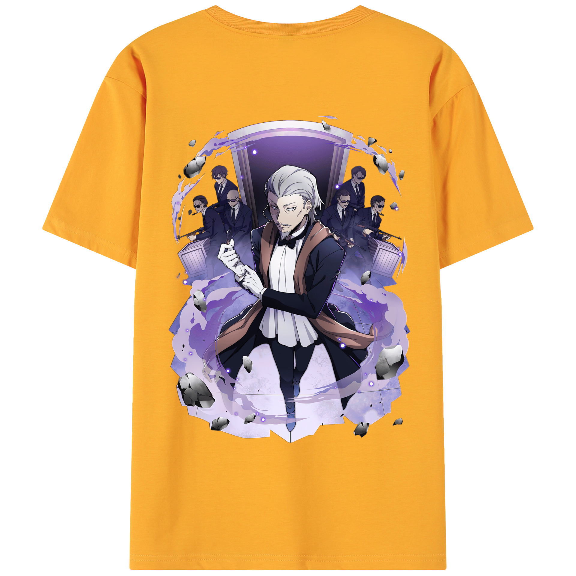 （画像用） 文豪ストレイドッグス Bungo Stray Dogs 綿100％ メンズ半袖Tシャツ（バックプリント） 通気性