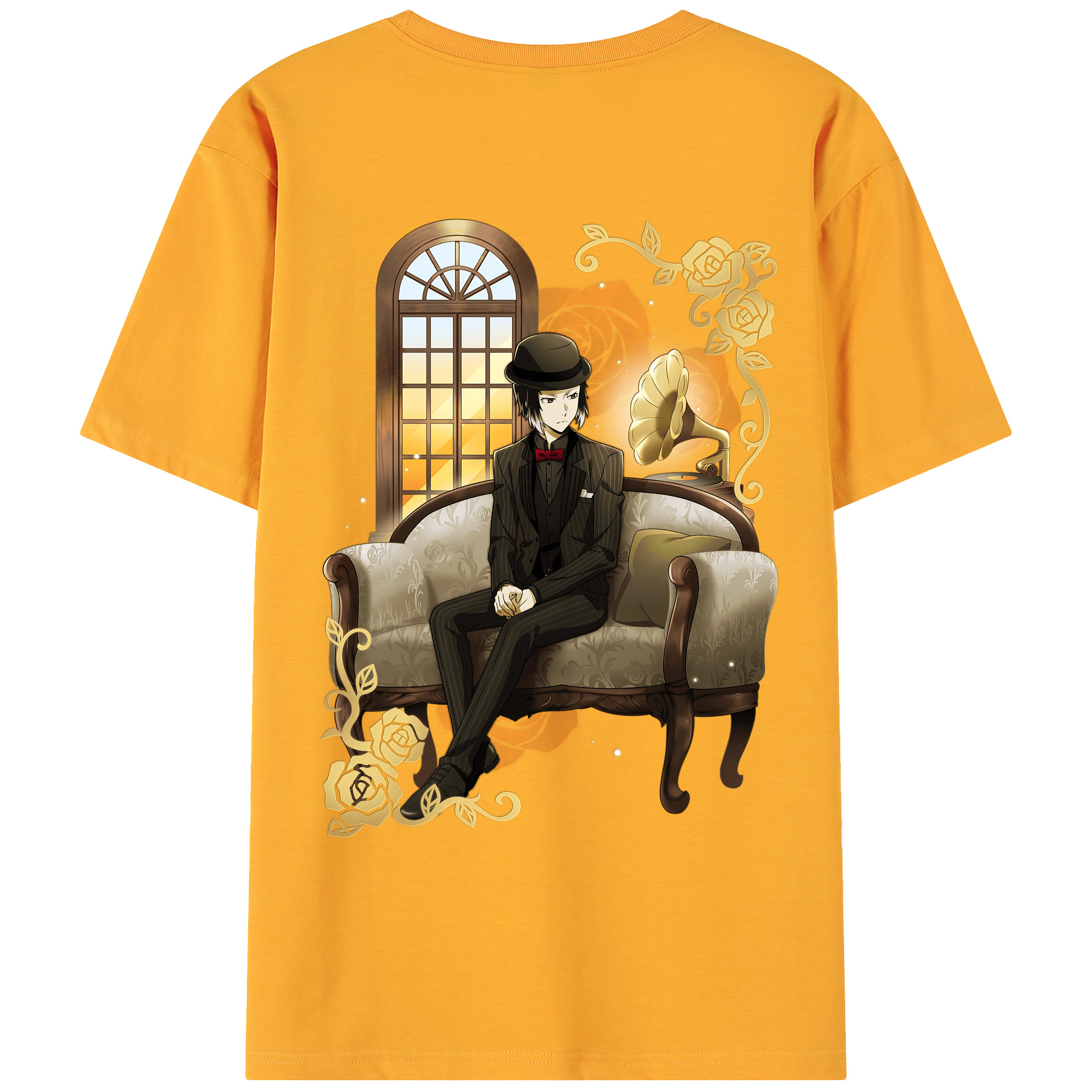 （画像用） 文豪ストレイドッグス Bungo Stray Dogs 綿100％ メンズ半袖Tシャツ（バックプリント） 通気性