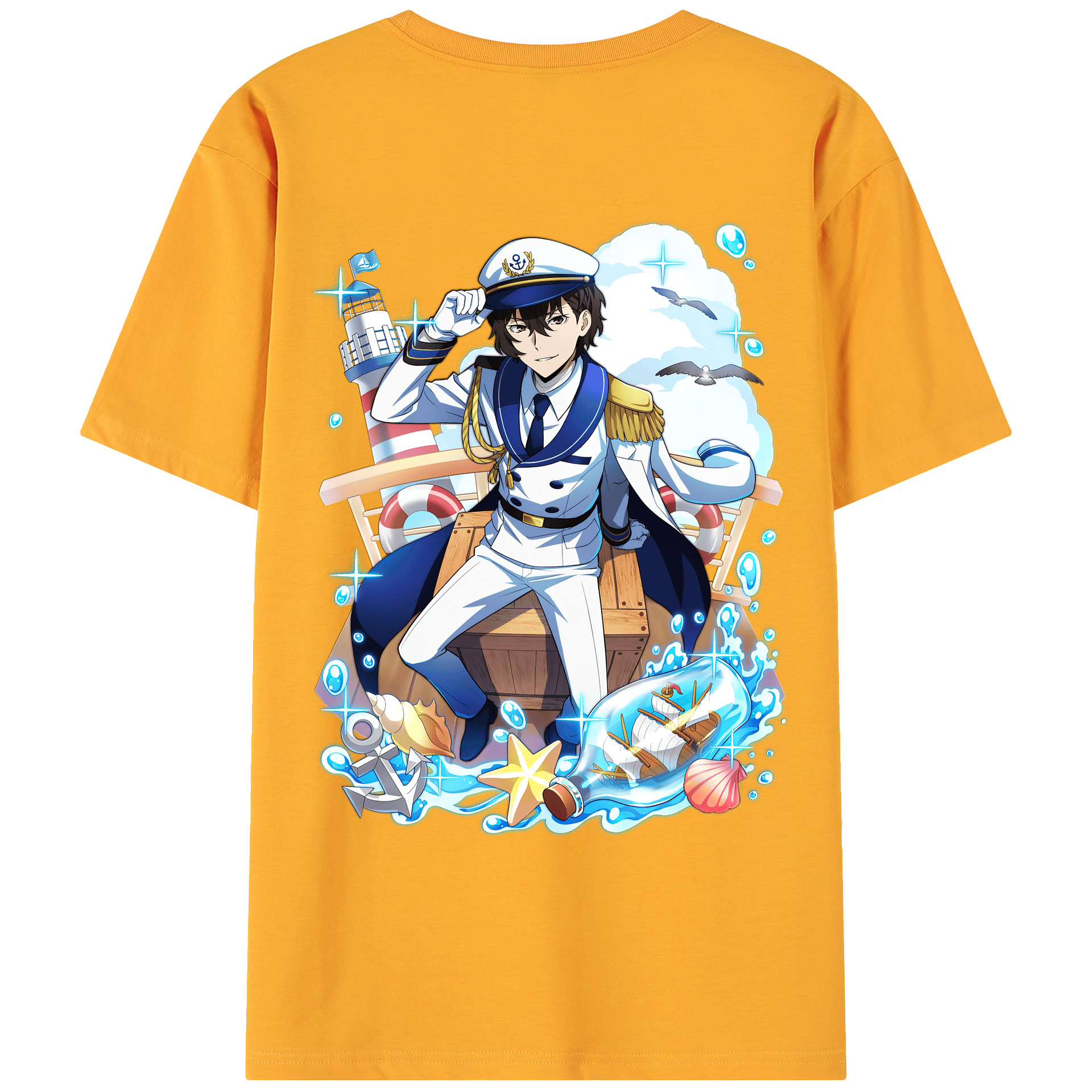 （画像用） 文豪ストレイドッグス Bungo Stray Dogs 綿100％ メンズ半袖Tシャツ（バックプリント） 通気性