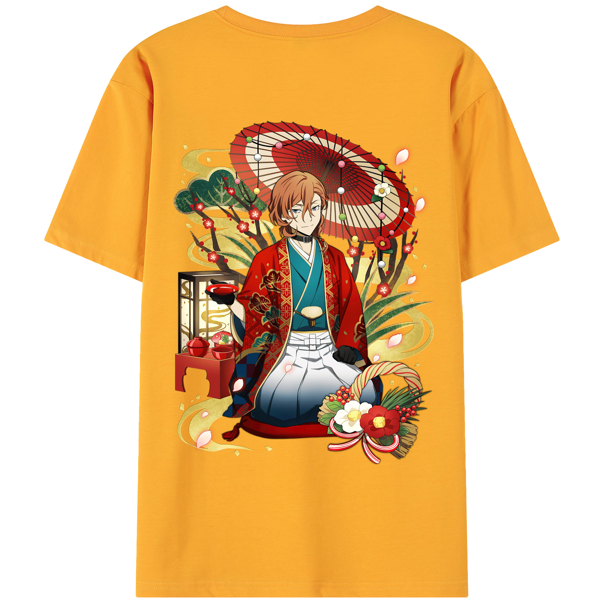 （画像用） 文豪ストレイドッグス Bungo Stray Dogs 綿100％ メンズ半袖Tシャツ（バックプリント） 通気性